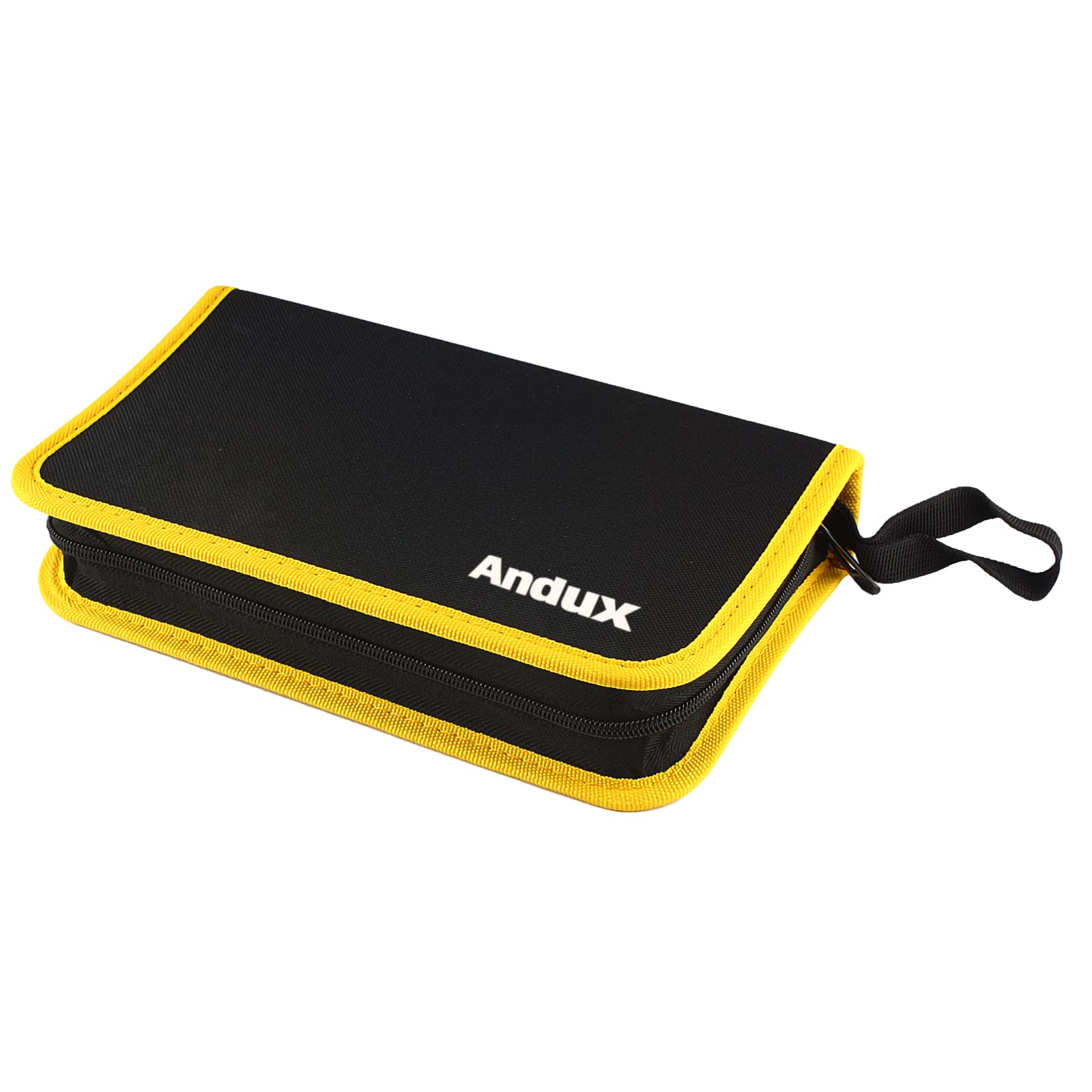 Andux Portable Tool Bag with Zipper - Heavy Duty Tool Organizer Pouch for Electricians, Plumbers & DIY - Waterproof Storage Case for Hand Tools (Medium Size, Yellow Trim) - Perfect for Job Sites, Home Repairs & Workshop Organization