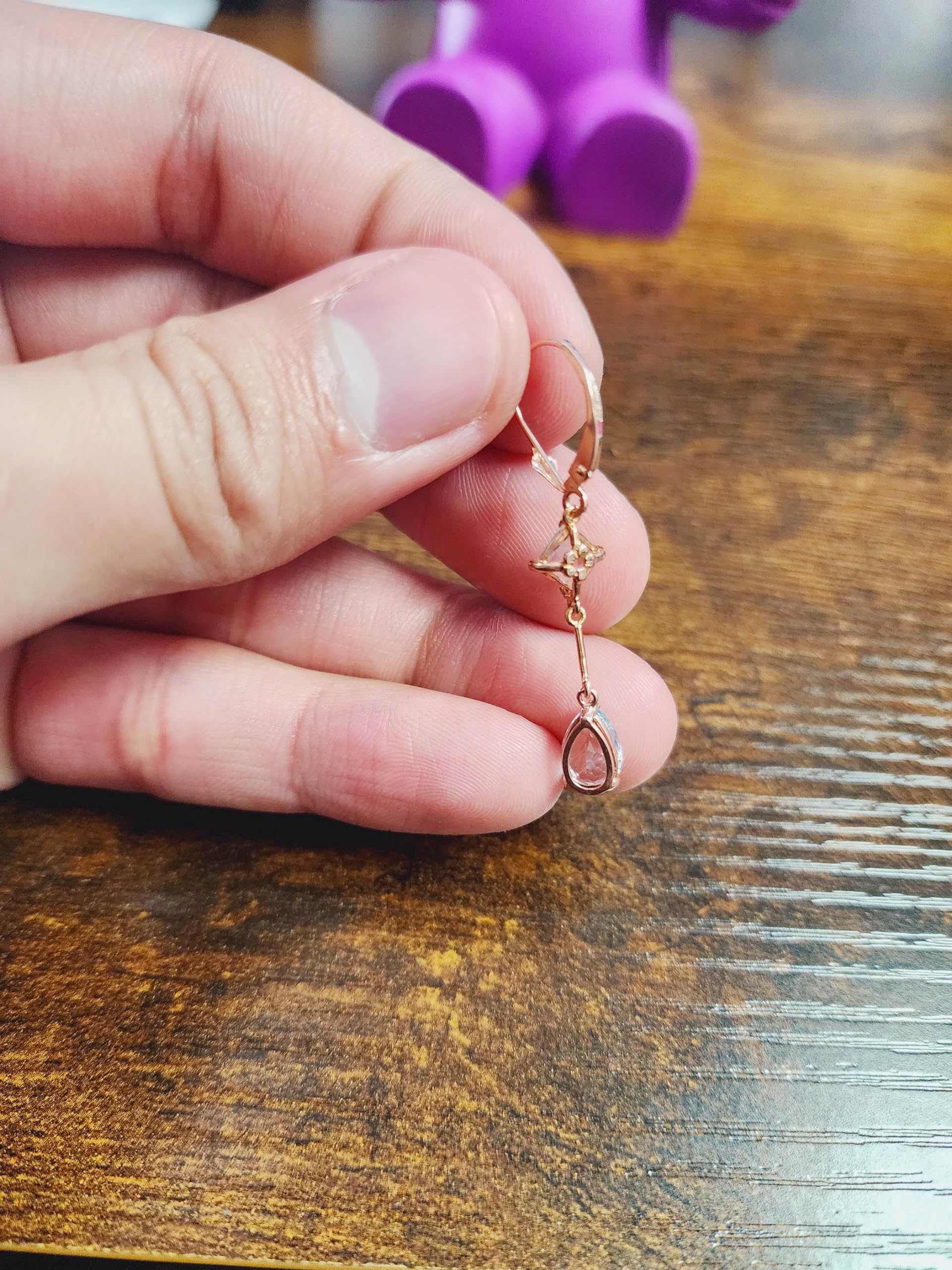 14K Rose Gold Aquamarine Dangling Earrings for Women - Elegant Birthstone Jewelry Gift for Bridesmaids, Anniversary & Special Occasions