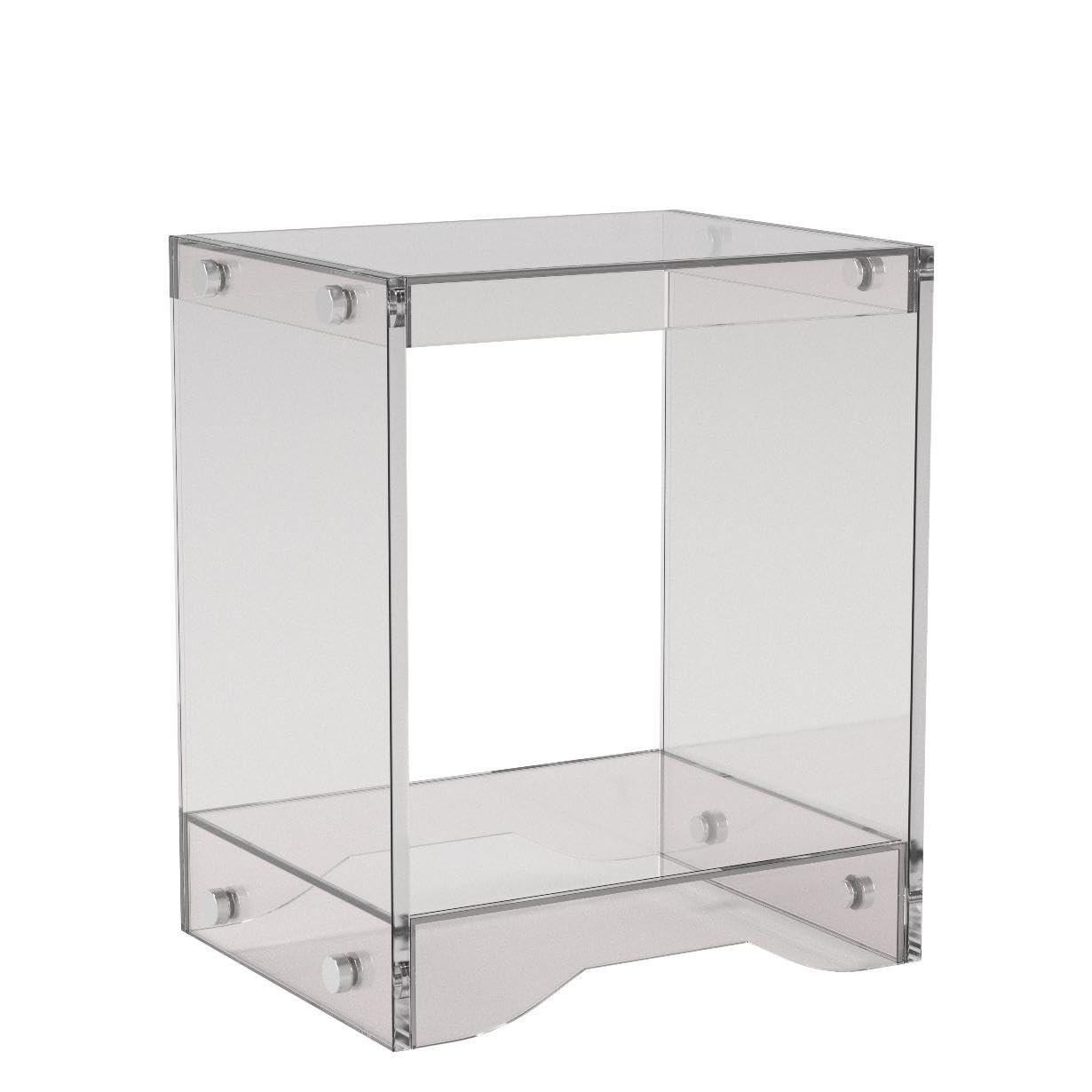 Modern Clear Acrylic Nightstand - Flat Packed Contemporary End Table for Bedroom Decor, 16.5
