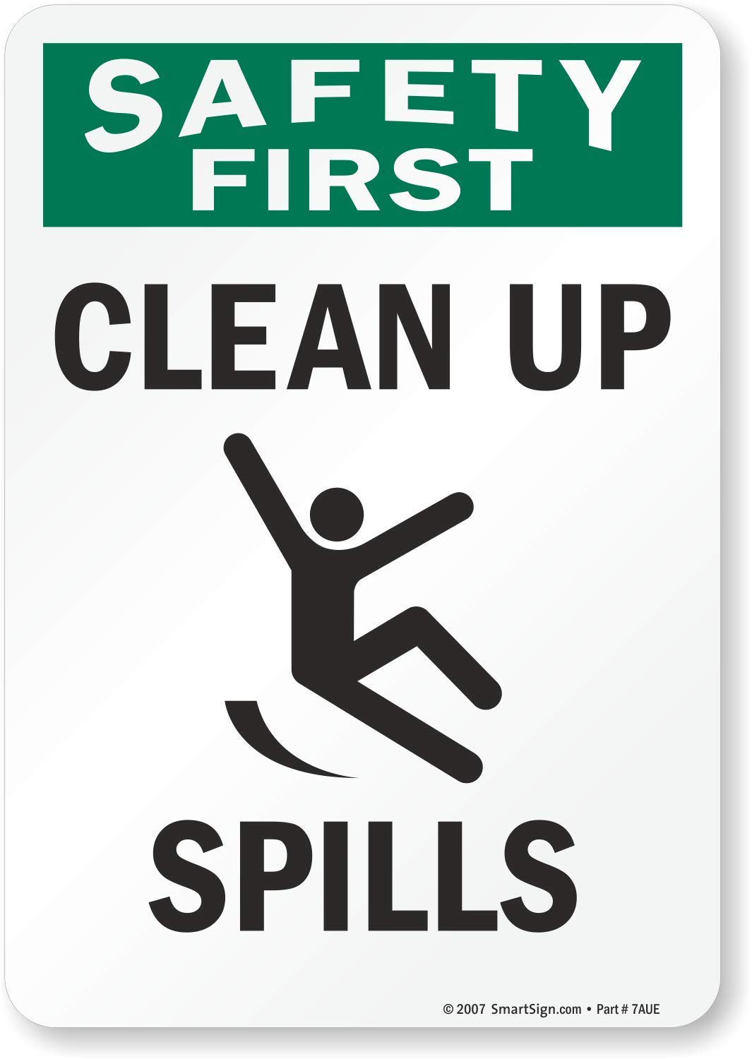 SmartSign Adhesive Vinyl Label - 'Clean Up Spills' with Warning Graphic, 10