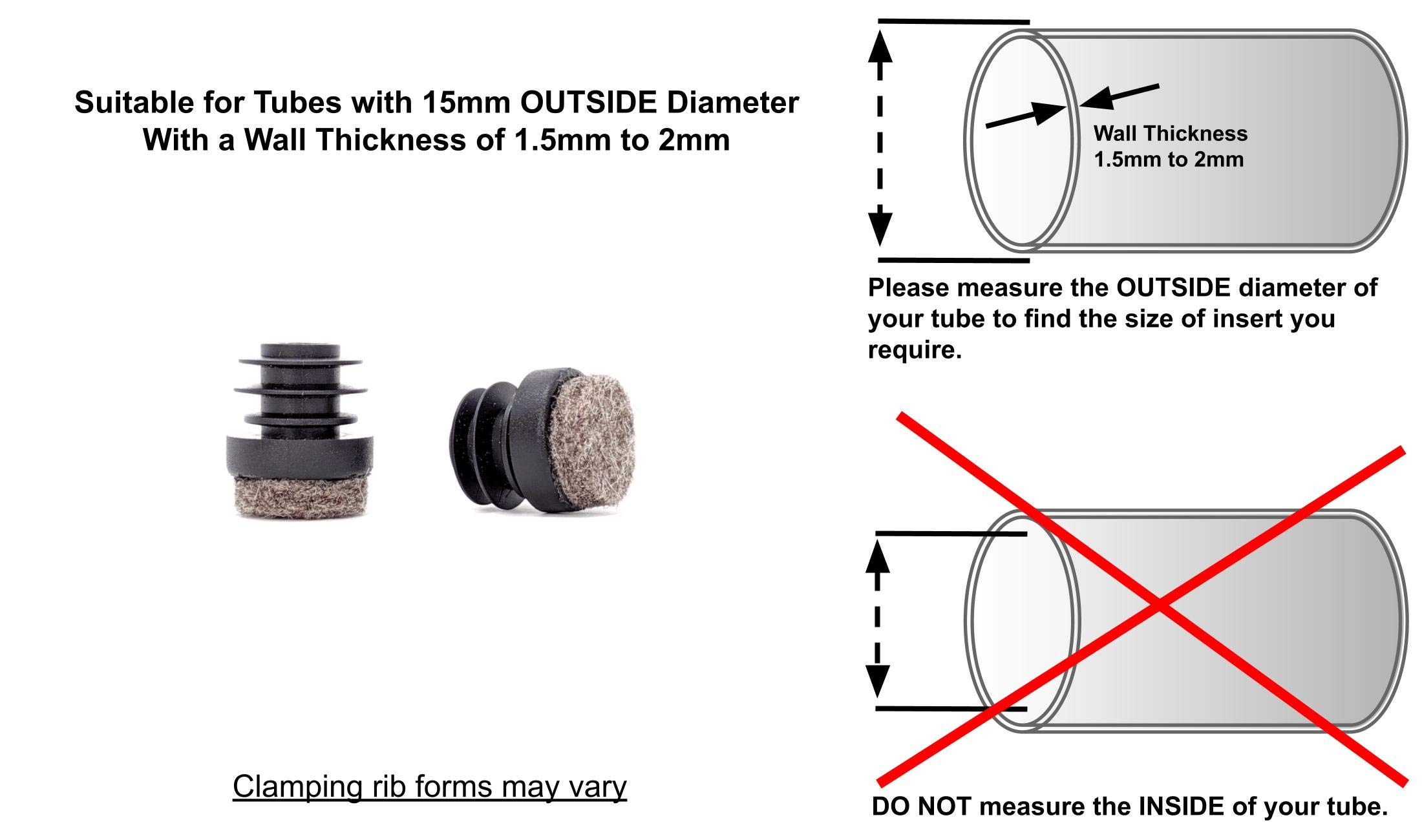 Furniture Gliders - 15mm Felt Tube Inserts for Metal Furniture Legs | Made in Germany | Pack of 24 | Protect Floors & Reduce Noise | Ideal for Chairs, Tables & Sofas