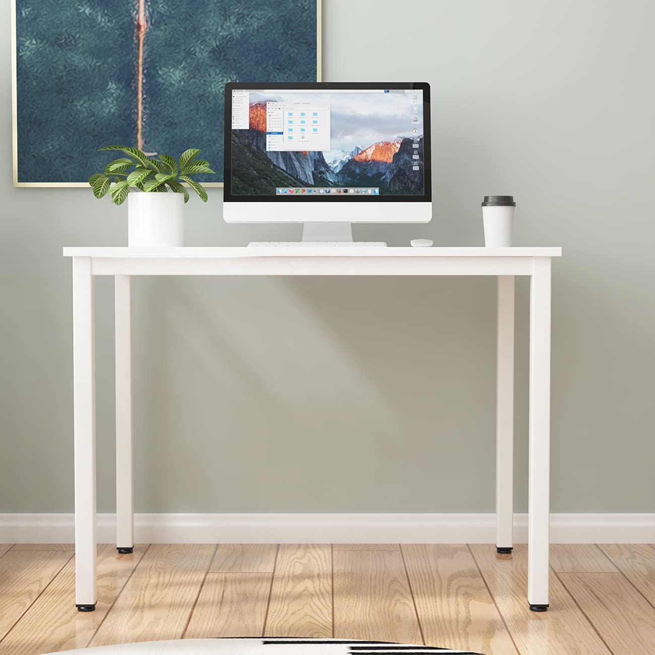 SogesPower 39 Inch White Computer Desk - Home Office Workstation for Study, Writing, PC & Laptop | Perfect for Small Spaces, Remote Work & Online Learning