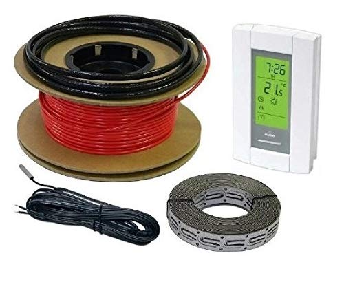 10 sqft Electric Radiant Floor Heating Cable Kit 120V - Under Tile Heating System with 7-Day Programmable AUBE TH115-AF-120S Thermostat & Floor Sensor - Perfect for Bathroom, Kitchen & Living Room Floor Warming Solutions