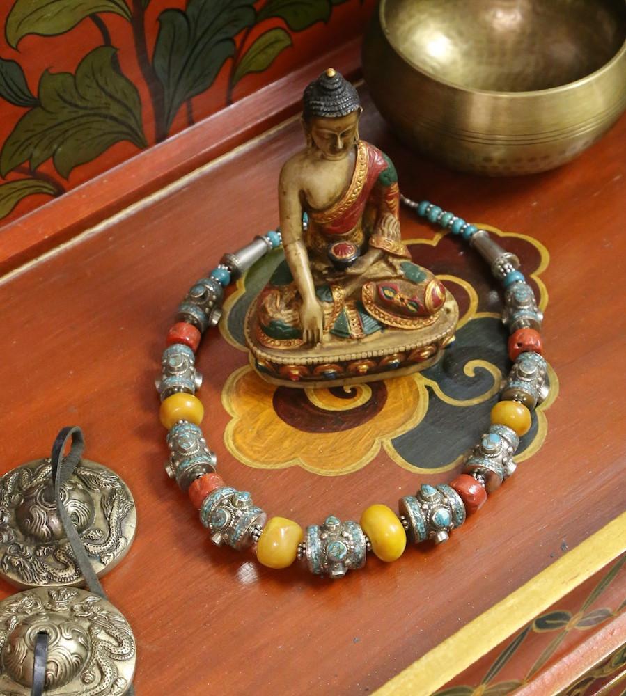 Authentic Tibetan Coral Beaded Necklace for Women - Handmade Spiritual Jewelry for Meditation, Yoga & Boho Fashion