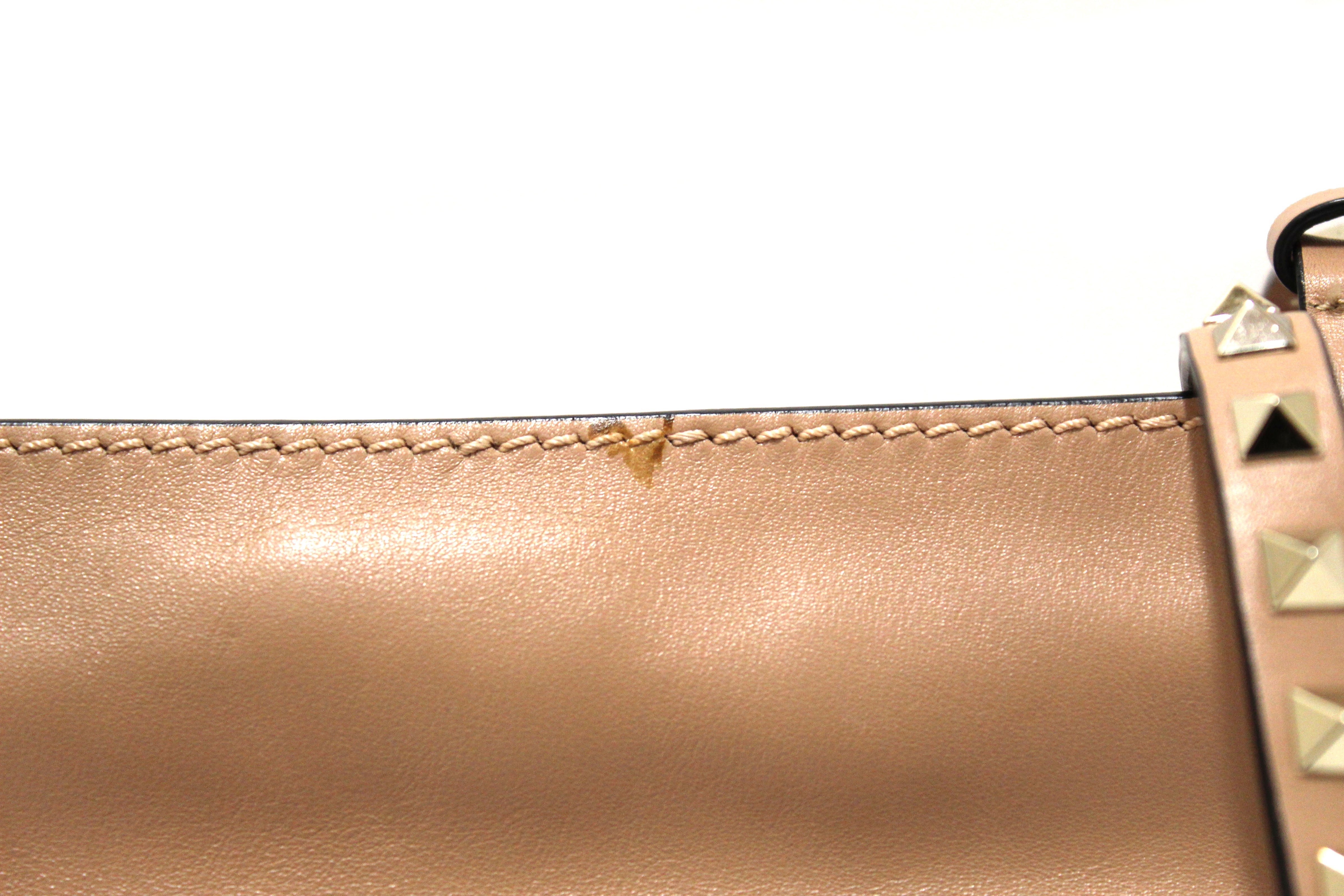 Authentic Valentino Medium Rockstud Beige Nappa Leather Tote Shoulder Bag for Women | Luxury Designer Handbag for Work, Travel & Everyday Use