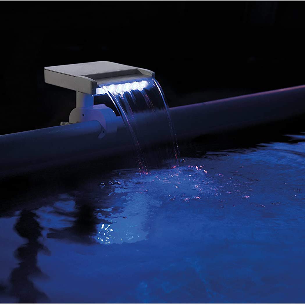 Intex 28090E Hydroelectric LED Waterfall Cascade for Above Ground Pools - Multi-Colored Lights, White - Perfect for Backyard Relaxation & Pool Parties