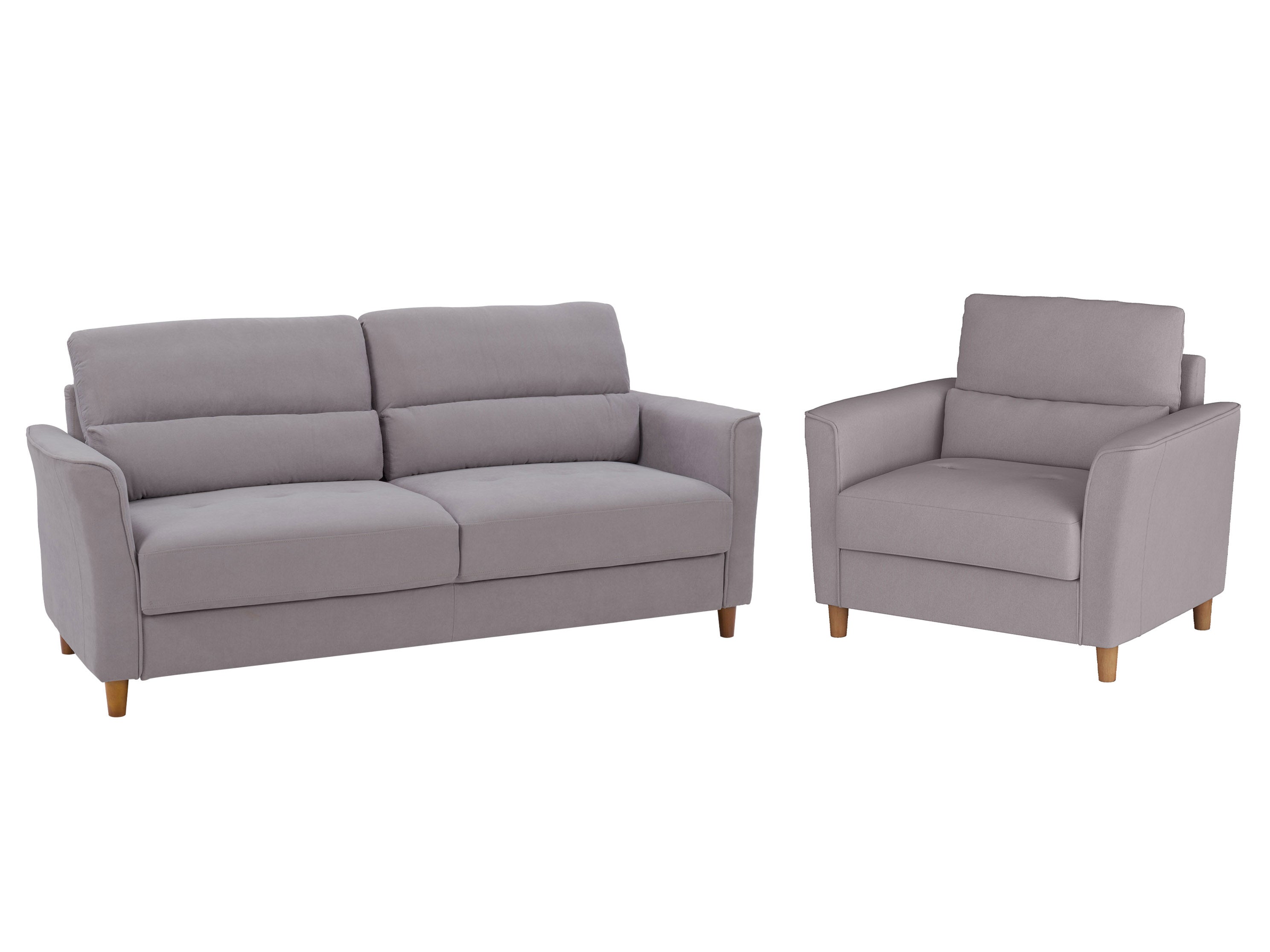 Light Grey 3-Seater Sofa and Armchair 2-Piece Living Room Set - Perfect for Small Spaces, Apartments & Cozy Family Gatherings