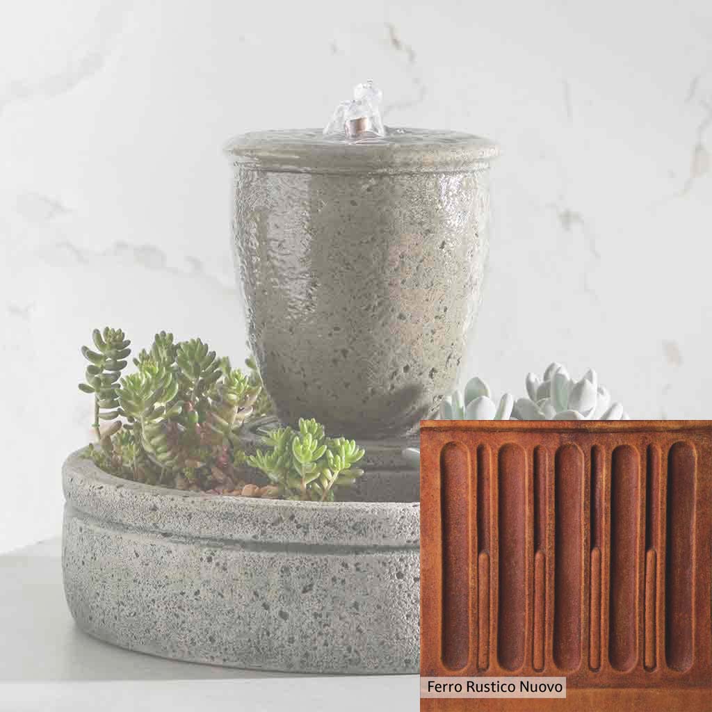 Campania International M Series Rustic Spa Fountain with Planter - Outdoor Garden Water Feature for Patio, Deck, and Backyard Relaxation