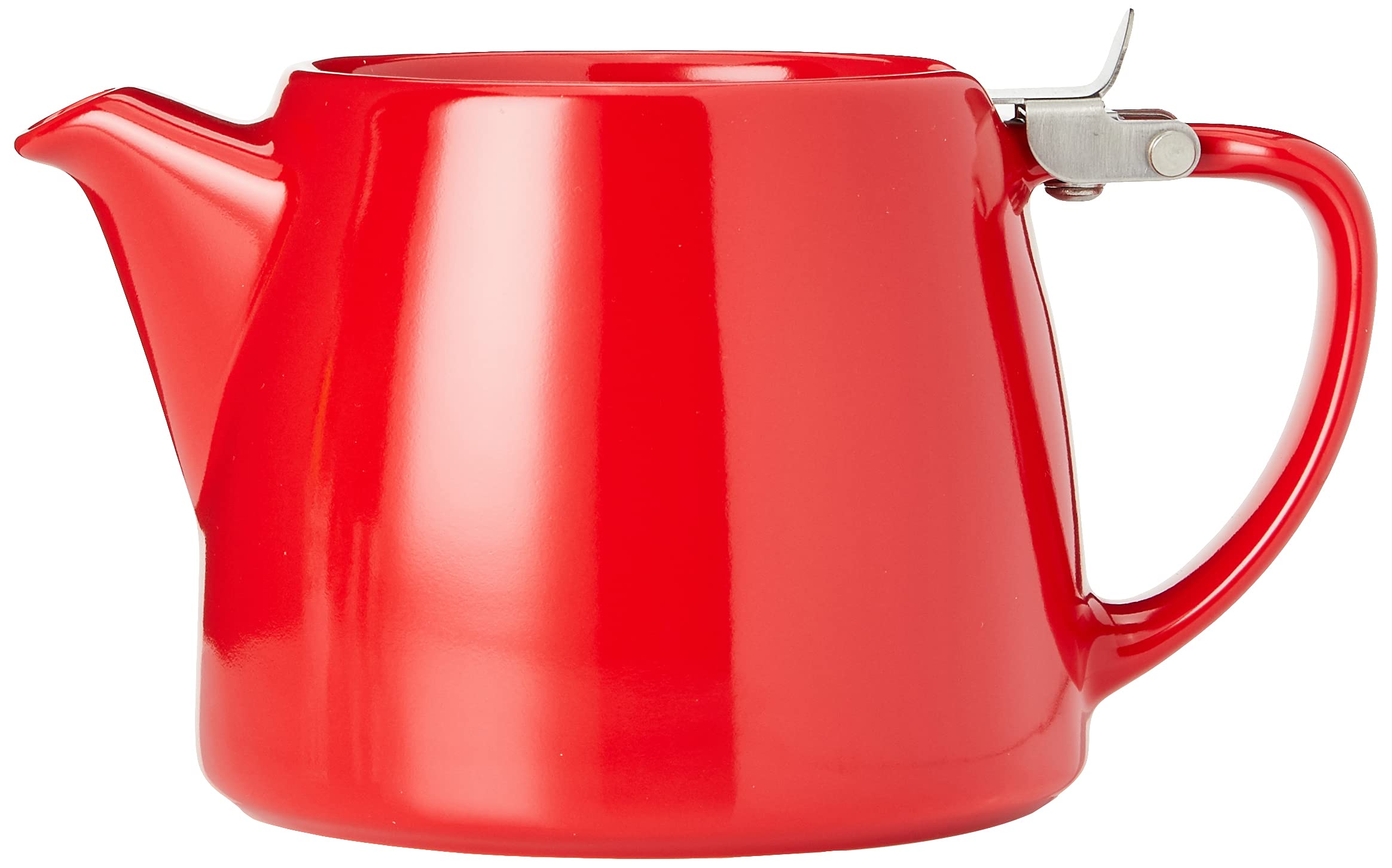 Forlife Stump Teapot 530ml (18oz) - Premium Ceramic Teapot with Infuser, Perfect for Loose Leaf Tea, Red - Ideal for Home, Office, or Tea Party Use