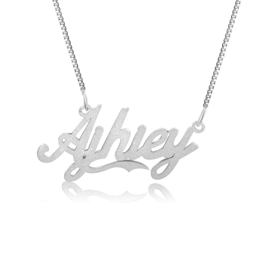 Personalized Name Necklace for Women - Custom Nameplate Chain Necklace with Sandblasted Finish - Unique Mother's Day Gift Idea - Perfect for Birthdays, Anniversaries & Special Occasions