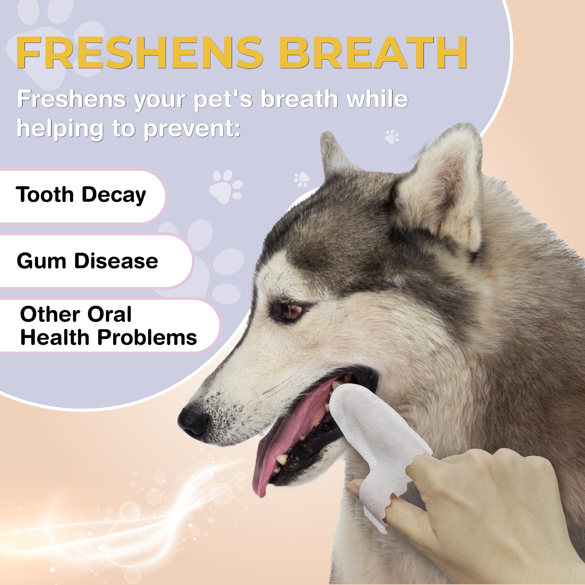 40 Dog Teeth Cleaning Wipes - Mint Flavored Dental Wipes for Dogs - Fresh Breath & Plaque Control - Gentle Teeth Cleaning for Small & Large Dogs - Perfect for Daily Oral Care & Travel Use