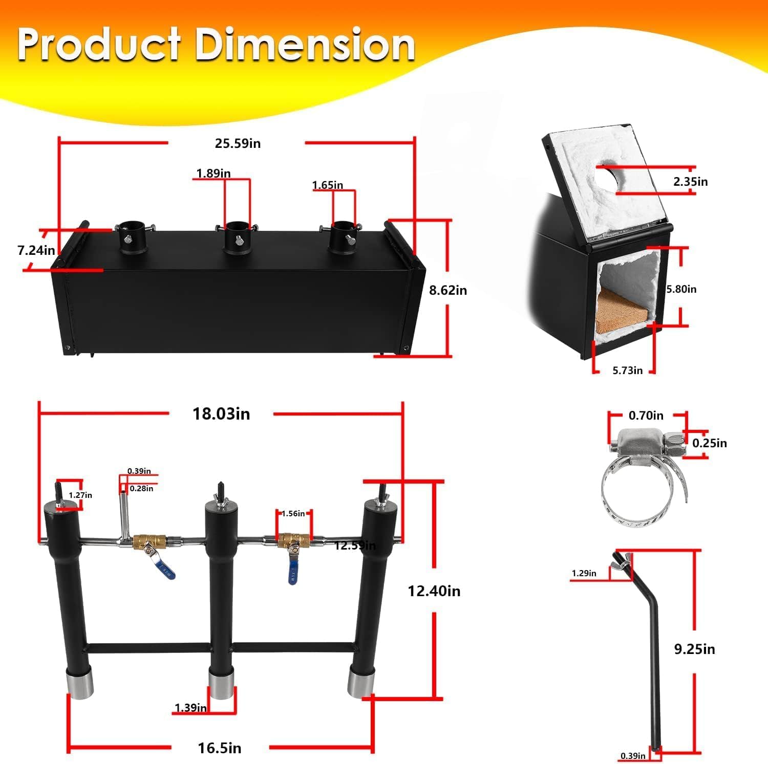 High-Temperature 2700℉ Propane Forge with 3 Burners - Large Square Blacksmith Gas Forge Kit with V-Bit Tongs & Leather Gloves - Perfect for Farrier Work, Knife Making, and Metal Tool Crafting - Ideal for DIY Blacksmithing, Jewelry Making, and Metalworking Projects