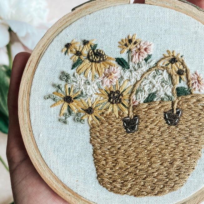 DIY Embroidery Kit for Beginners - Floral Design Hand Sewing Set with Needles, Thread & Patterns - Perfect for Home Decor, Gifts & Crafting Projects