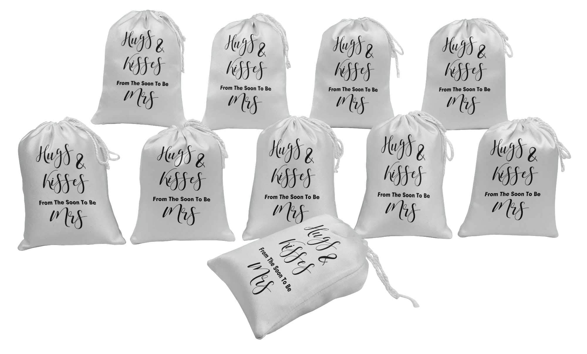 Darling Souvenir White Hugs And Kisses Wedding Favor Bags - 15pcs Elegant Gift Pouches for Bridal Shower, Anniversary & Party Favors - Perfect for Wedding Decorations, Baby Showers & Special Events