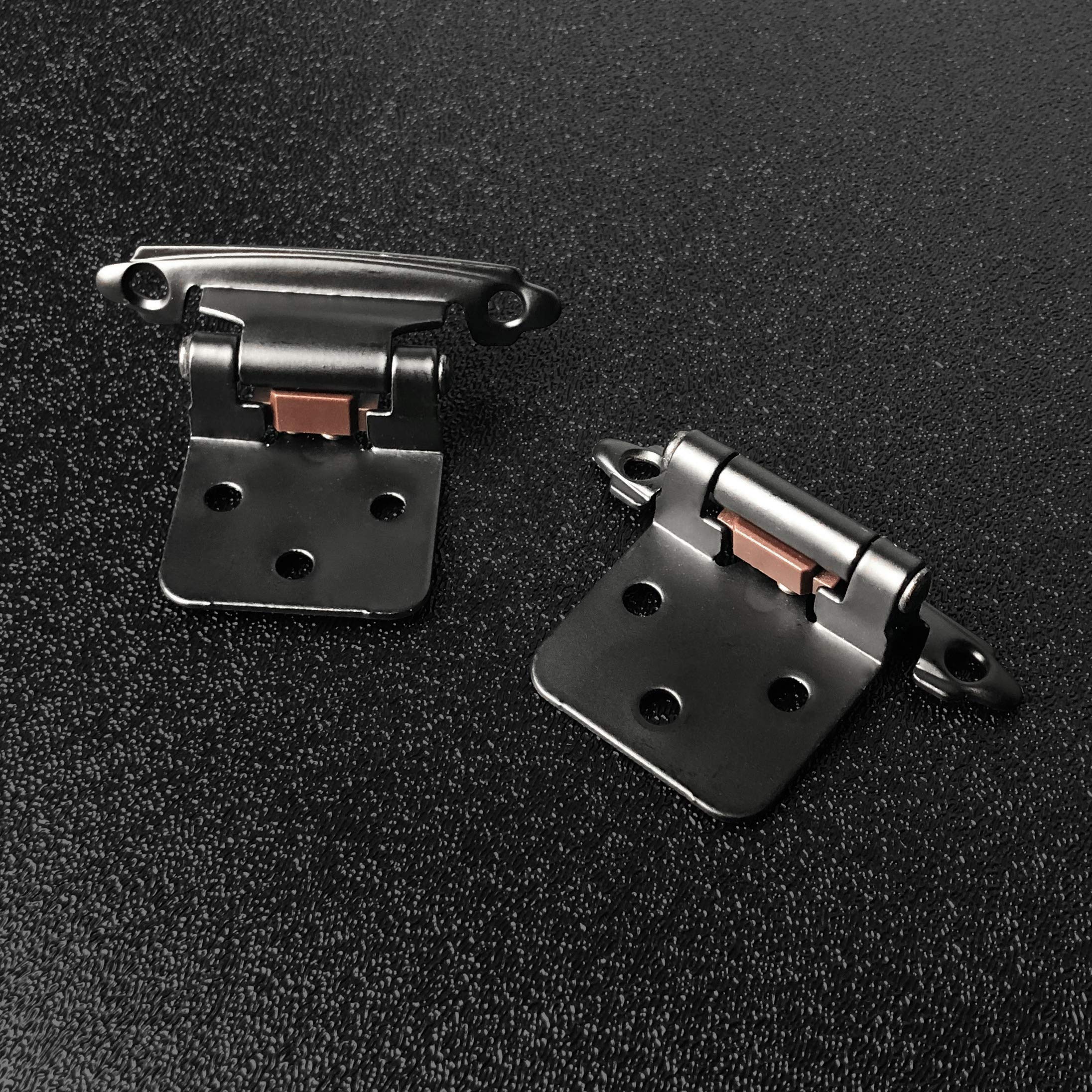 ANGSTROM 50-Pack Black Partially Exposed Cabinet Hinges - 180° Self-Closing, Surface Mount Full Overlay for Kitchen & Bathroom Cabinets - Perfect for Home Renovation & DIY Projects