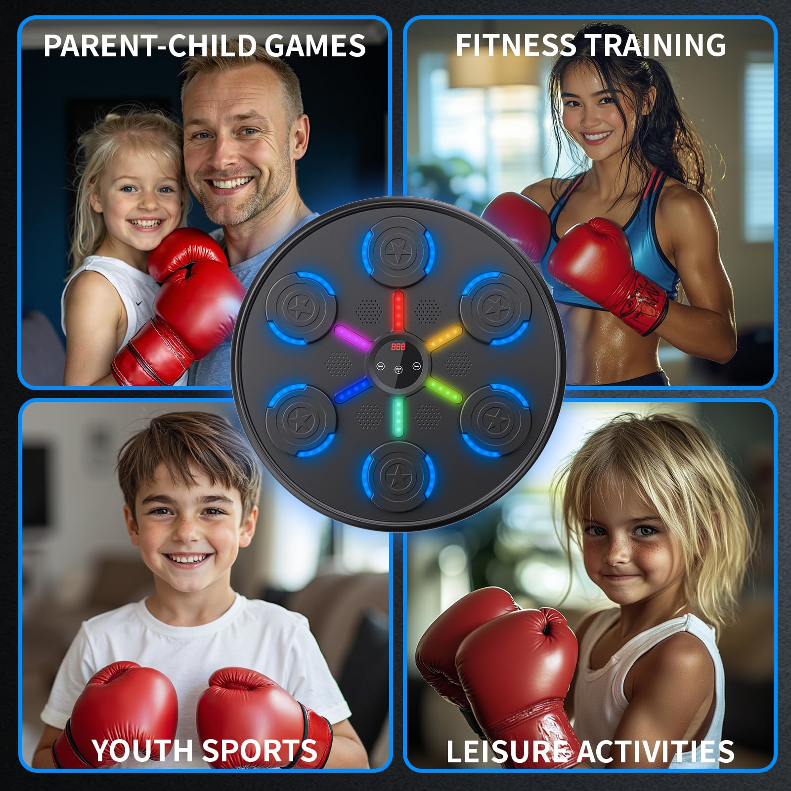 2025 New Smart Bluetooth Music Boxing Machine - Upgrade & Larger Wall-Mounted Exercise Equipment with Boxing Gloves | One Punch Boxing Game for Kids & Adults | Perfect for Home Gym, Fitness Training & Stress Relief