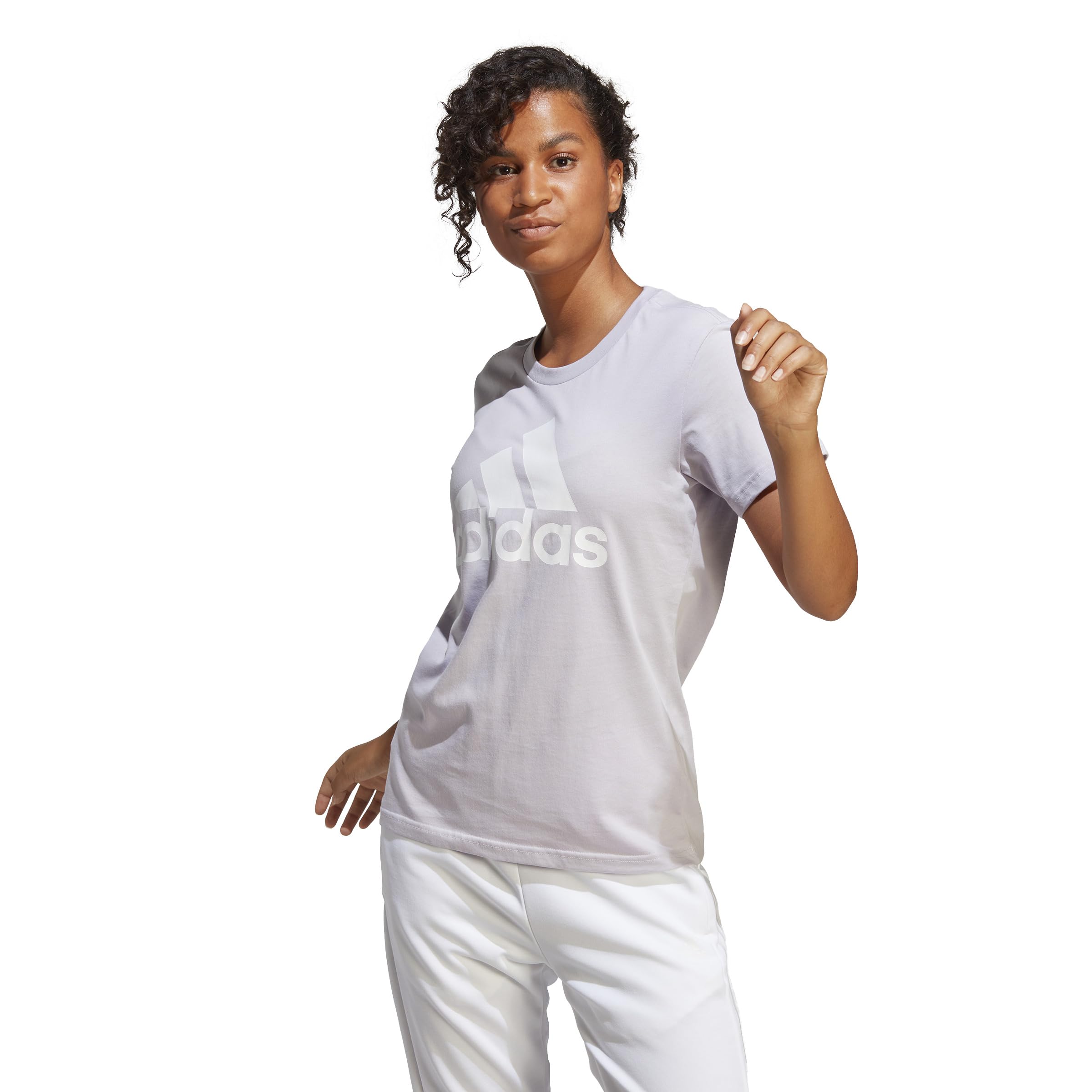 adidas Women's Essential Logo Loungewear T-Shirt - Soft Cotton Comfort for Casual Wear, Home Relaxation & Athleisure Outfits