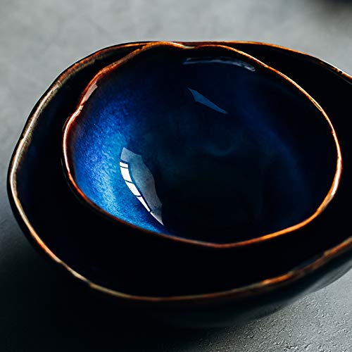European Porcelain Deep Bowl Set of 4 - Handcrafted Irregular Shape Creative Tableware for Noodles, Soup & Salad - Elegant Dining & Home Decor
