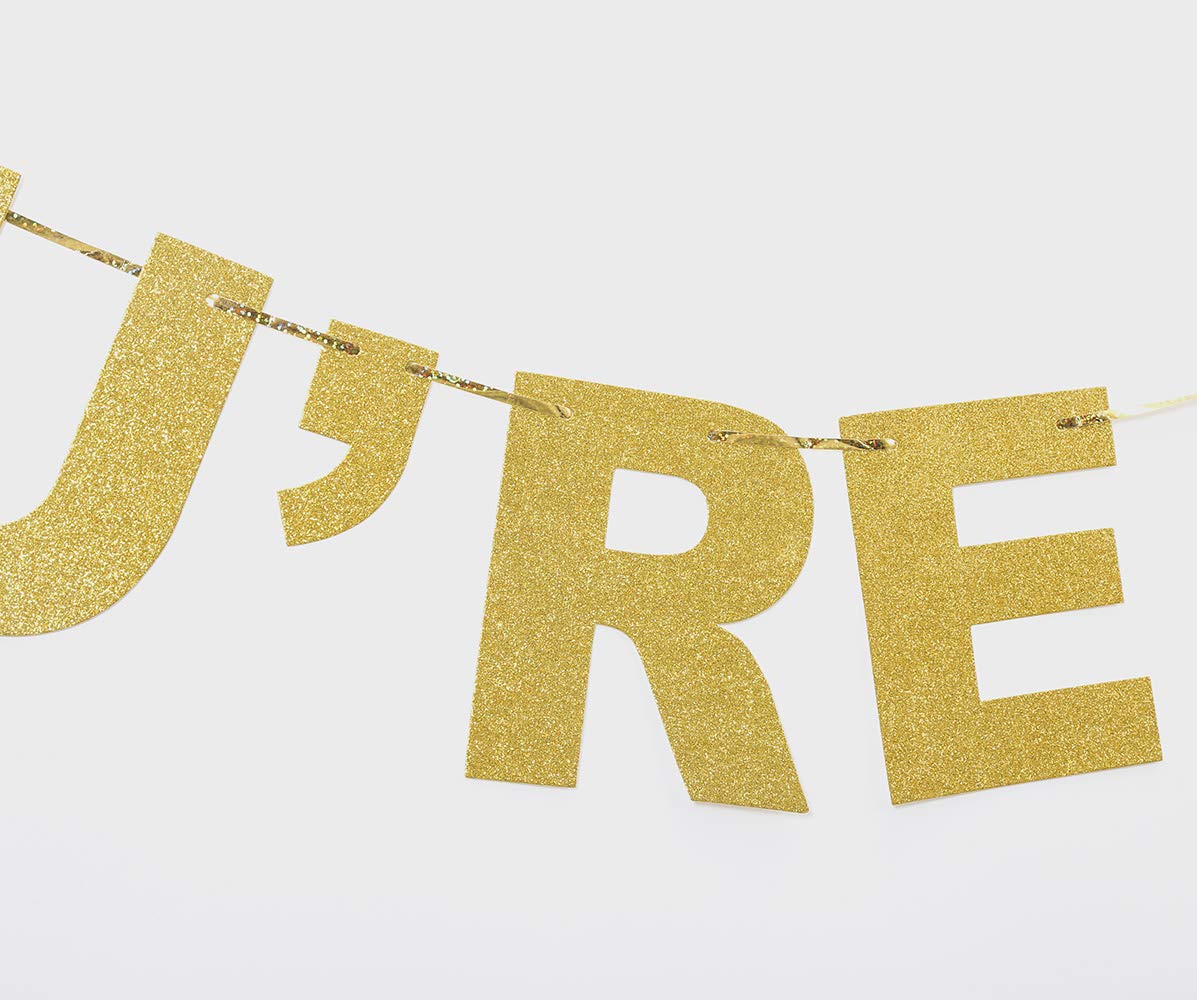 Funny Retirement Birthday Banner - Holy Sht You're Old Gold Glitter Party Decor for Milestone Celebrations & Humorous Gift Ideas
