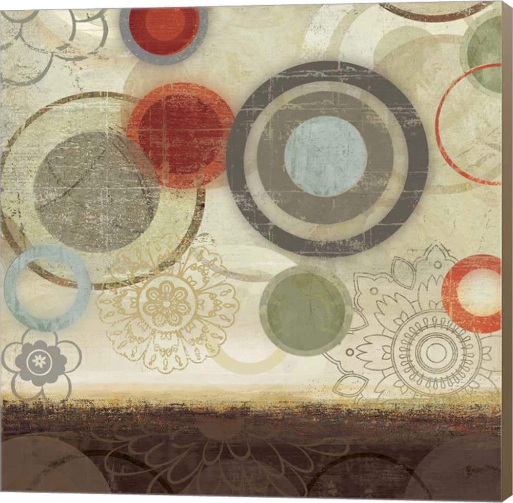 Circles II Abstract Canvas Wall Art - 18x18 Inches Museum Wrapped Painting with Light Brown Sides - Modern Home & Office Decor for Living Room, Bedroom, or Gallery Display