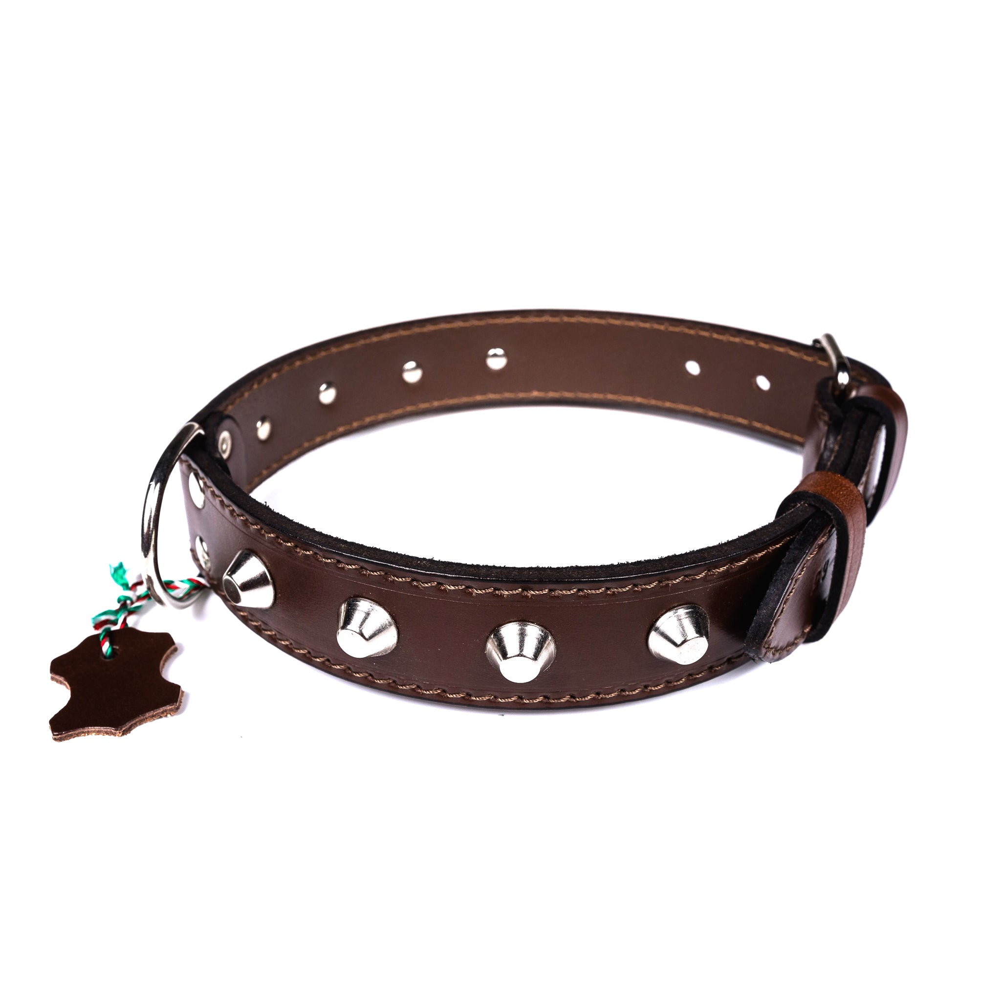 Italian Leather Studded Dog Collar with Metal Studs - Small Size for Small Dogs - Perfect for Training, Walking, and Fashion Accessories