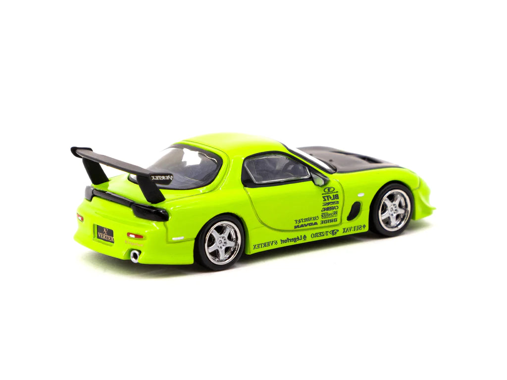 Tarmac Works 1:64 Scale Mazda RX-7 FD3S Vertex Light Green Diecast Model Car - Perfect for Collectors, Display, and Racing Enthusiasts