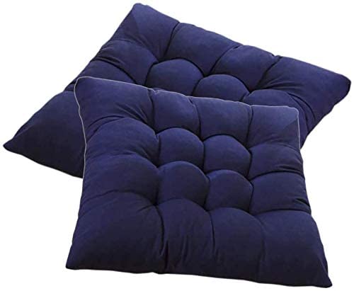 Non-Slip Seat Cushions - 16x16 Inch Washable Chair Pads with Ties for Office, Home & Car - Durable Comfort for Long Sitting - Blue (4 Pack) - Perfect for Work Desks, Dining Chairs & Road Trips