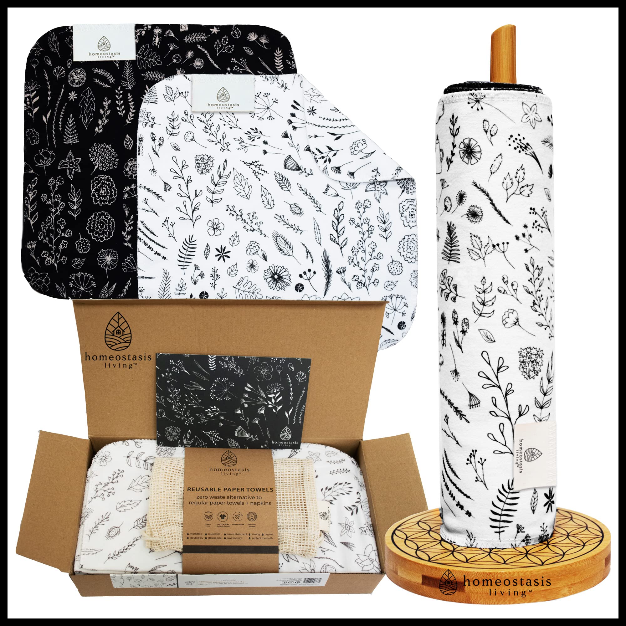 Eco-Friendly Reusable Paper Towels Set with Cotton Wash Bag | 12-Pack Zero Waste Kitchen Towels | Washable & Sustainable Cloth Napkins for Home & Office | Perfect for Daily Cleaning, Dish Drying & Eco-Conscious Gifting