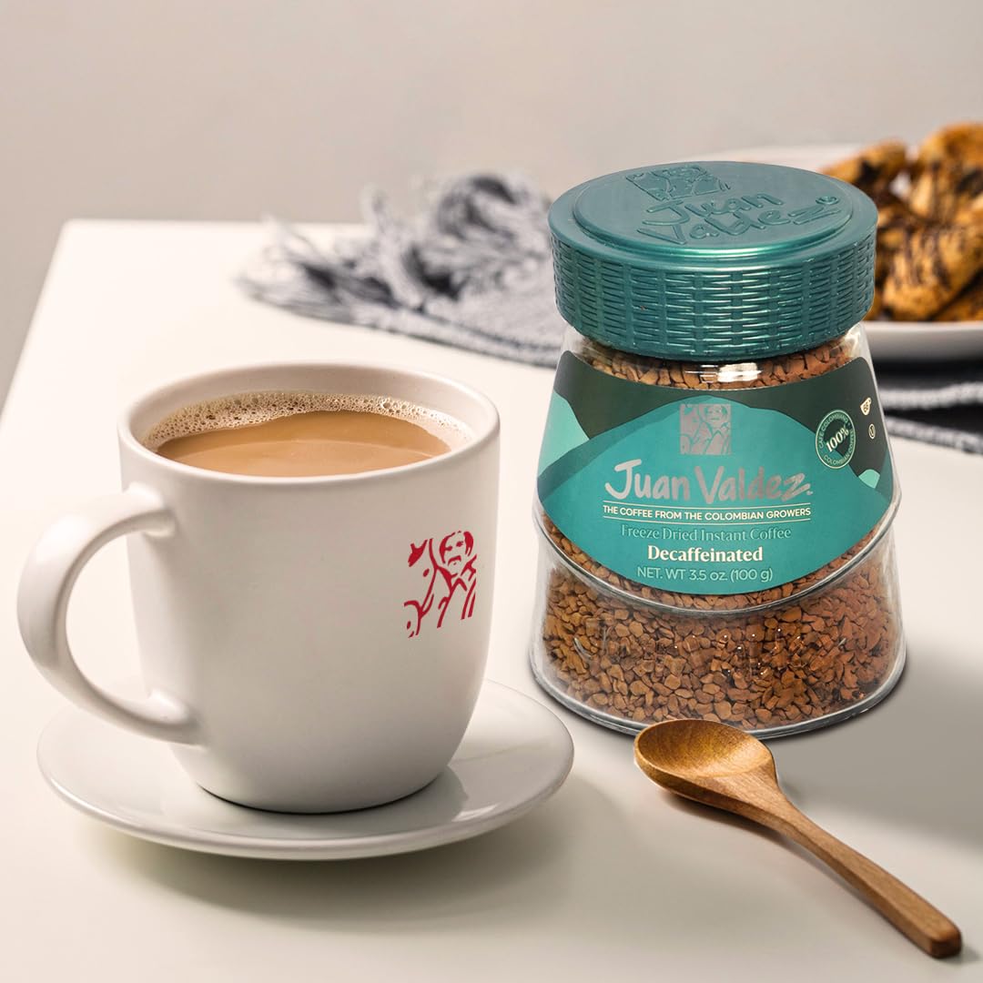 Premium Juan Valdez Decaffeinated Freeze Dried Coffee, Classic Flavor 3.3 oz (94g) - 100% Colombian Arabica Beans - Rich & Smooth Taste - Perfect for Home, Office & Travel - Instant Coffee for Coffee Lovers