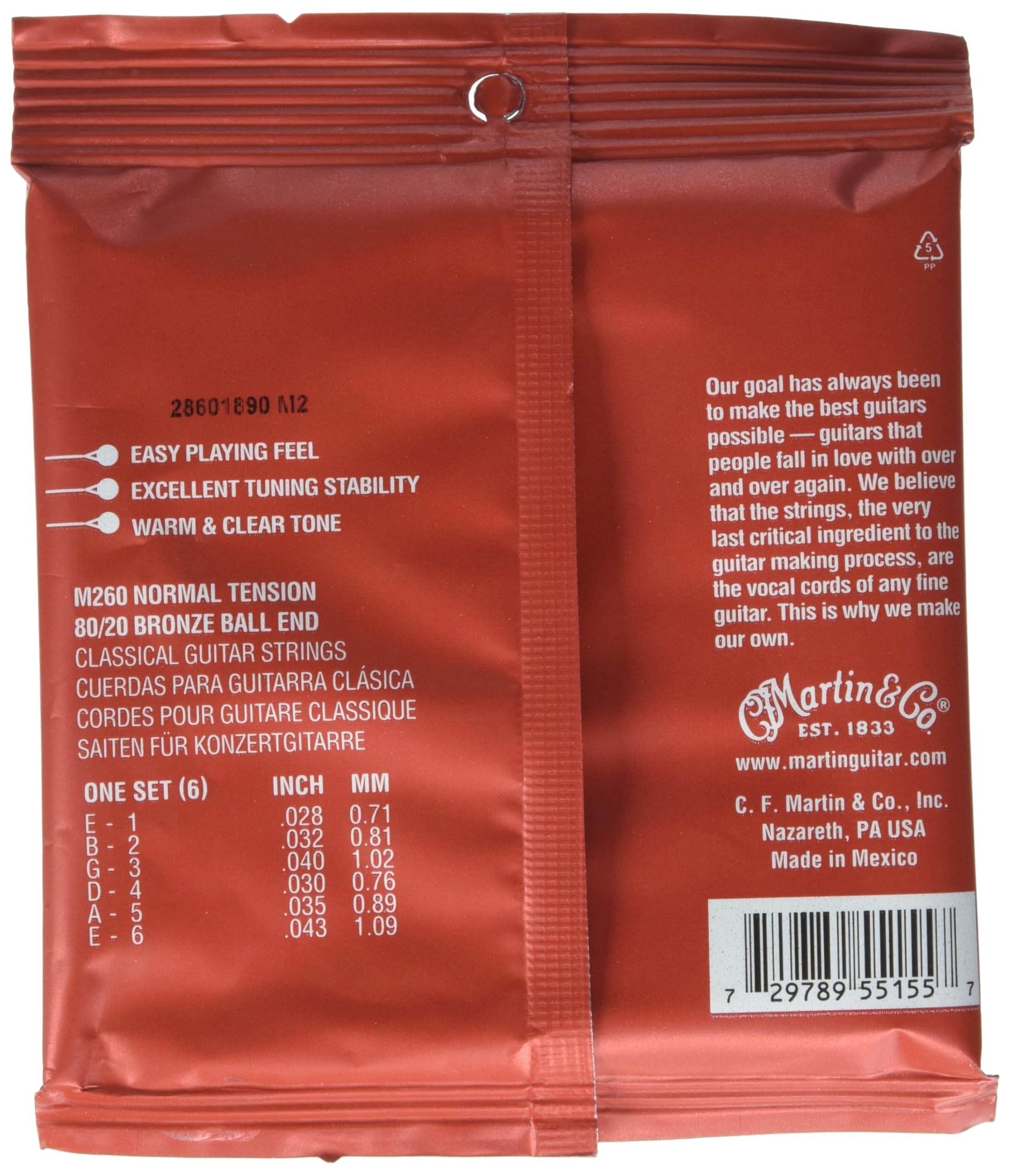 Premium MARTIN Classical Guitar Strings (M260) - 80/20 Bronze for Warm, Bright Tone | Perfect for Beginners, Professionals & Live Performances