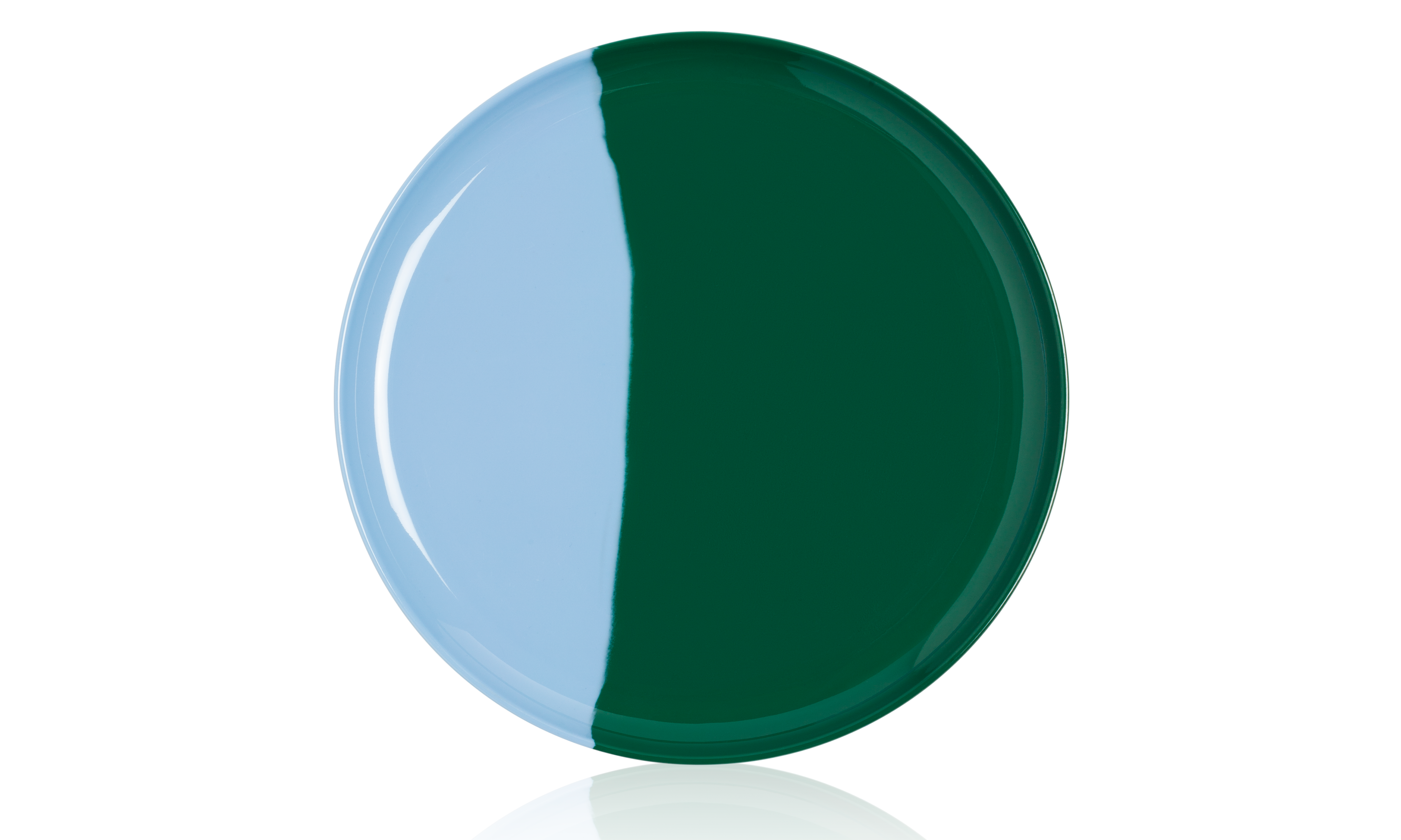 1/2 & 1/2 Melamine Dinner Plates - Set of 4, Green & Sky Blue - Durable & Lightweight Plates for Outdoor Dining, Picnics, Camping & Everyday Use