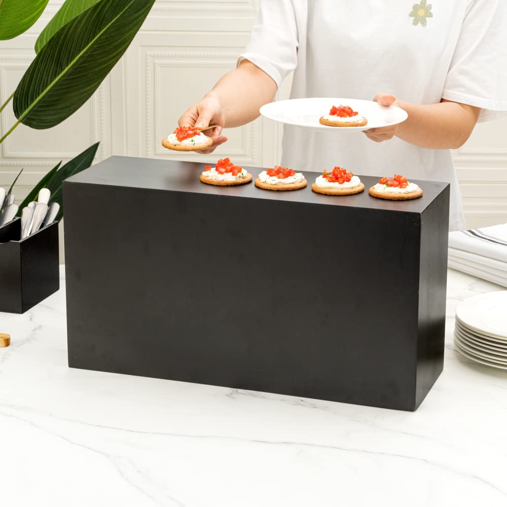 20.5 x 7 x 11 Inch Black Bamboo Food Display Riser - Wooden Bakery Stand for Cupcakes, Candy & Desserts | Perfect for Retail Stores, Catering Events & Buffet Displays | Durable Restaurantware for Showcasing Treats