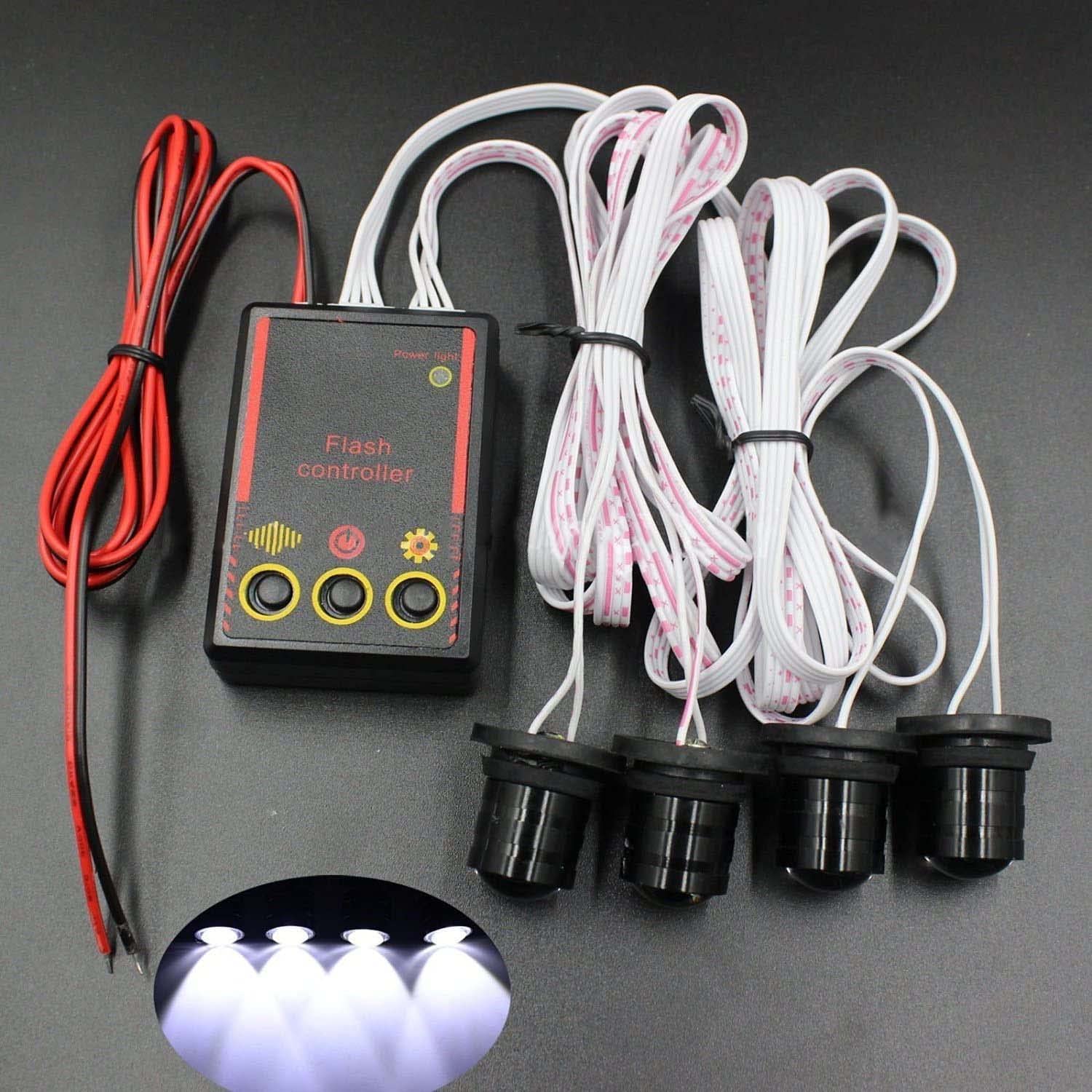 4W Strobe Emergency Warning LED Light for Cars & Trucks - White Eagle Eye Headlight for Roadside Safety & Hazard Visibility