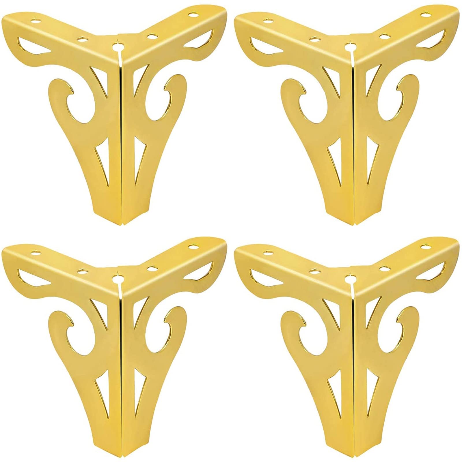 Modern Gold Triangle Diamond Furniture Legs - 4 Inch DIY Replacement Feet for Cupboard, Couch, Chair & Table - Upgrade Home Office & Living Room Decor