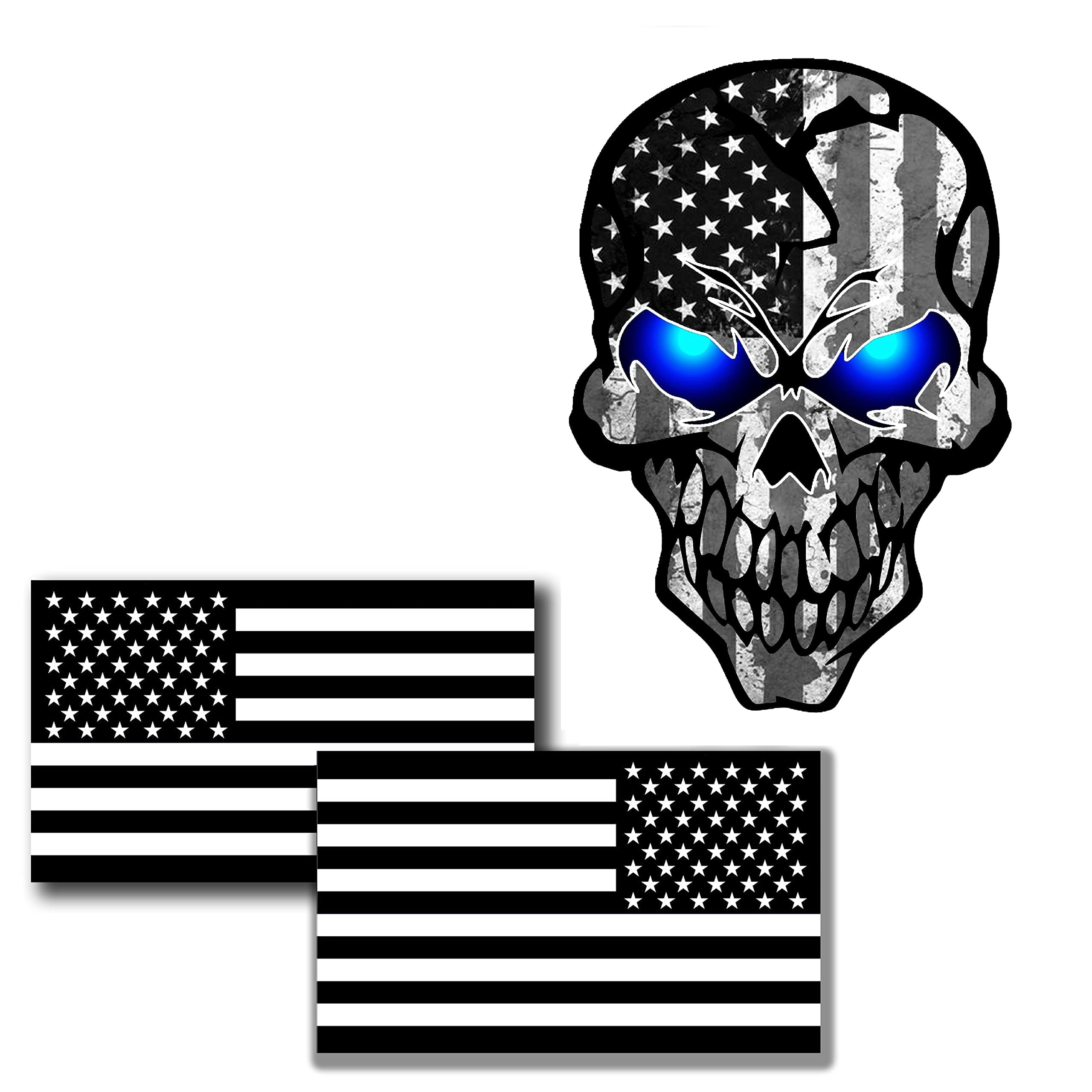 NIUBIPRO 3 Pack Reflective Black American Flag Stickers - 5.1