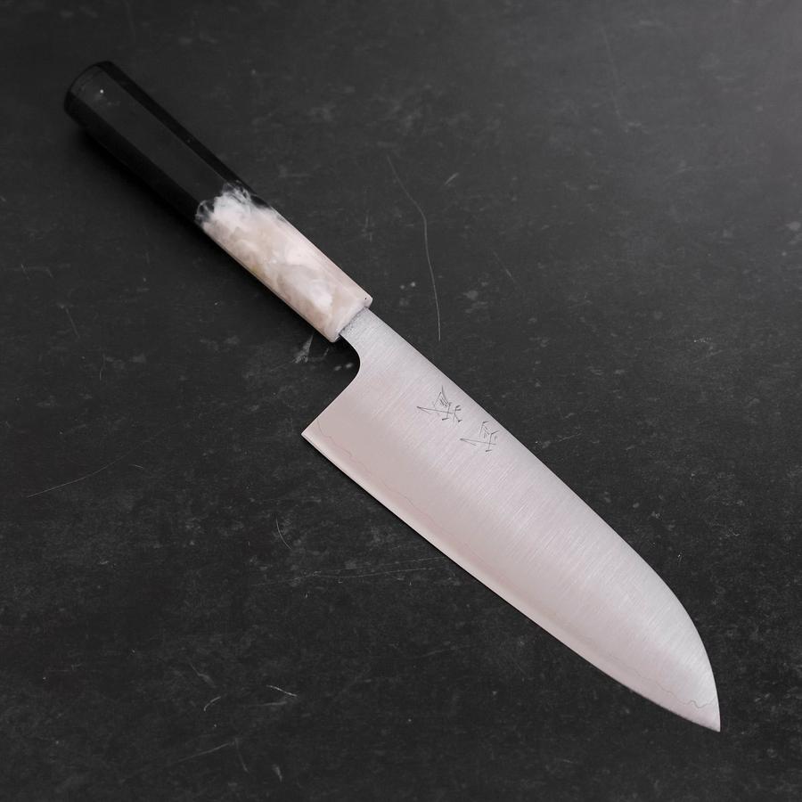 Premium Santoku Knife 165mm - AUS 10 Stainless Steel with Polished Ocean Black & White Handle - Perfect for Sushi, Vegetables & Meat Cutting - Professional Japanese Kitchen Knife