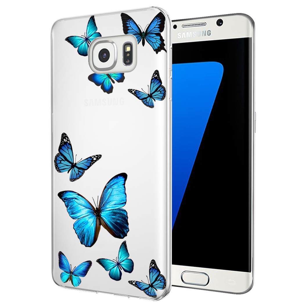 Samsung Galaxy S7 Edge Case - Butterfly Design Clear Slim Shockproof TPU Protective Cover | Flexible Soft Phone Case for Samsung S7 Edge | Perfect for Daily Use, Travel & Outdoor Activities