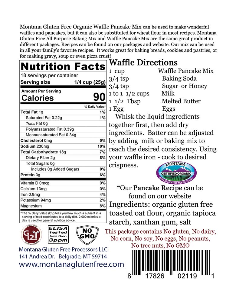 Organic Gluten-Free Waffle & Pancake Mix - Montana Grown, 2-Pack (2 lbs Total) - Perfect for Breakfast, Brunch & Family Gatherings