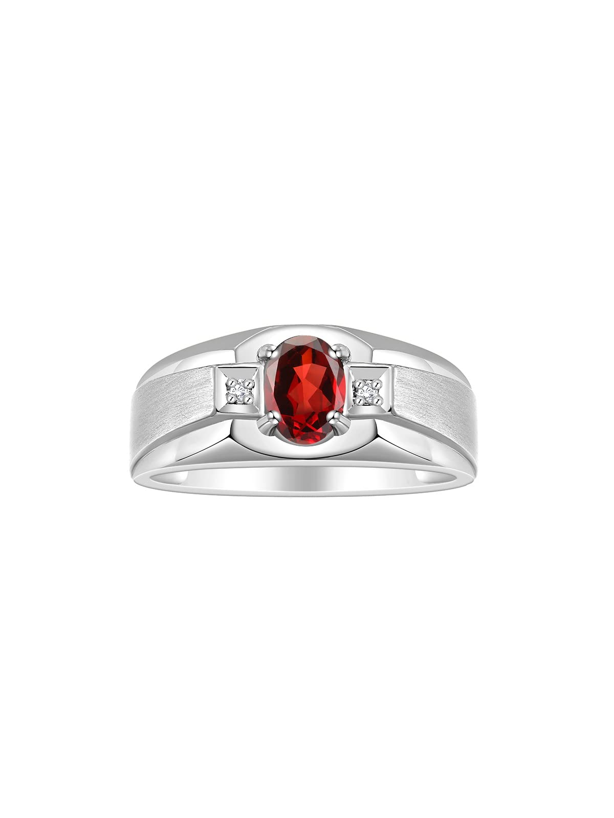 Rylos Men's Classic 7X5MM Oval Gemstone & Diamond Ring - Sterling Silver Birthstone Rings for Men (Sizes 8-13) | Perfect for Weddings, Anniversaries & Gifts