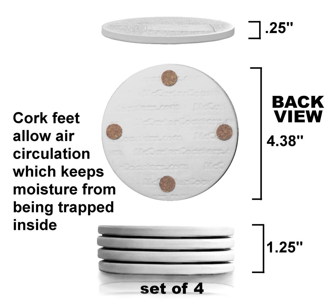 Premium Dragonfly Absorbent Drink Coasters Set of 4 - Non-Slip Cork Coasters for Hot & Cold Beverages - Perfect for Home, Office, or Outdoor Use