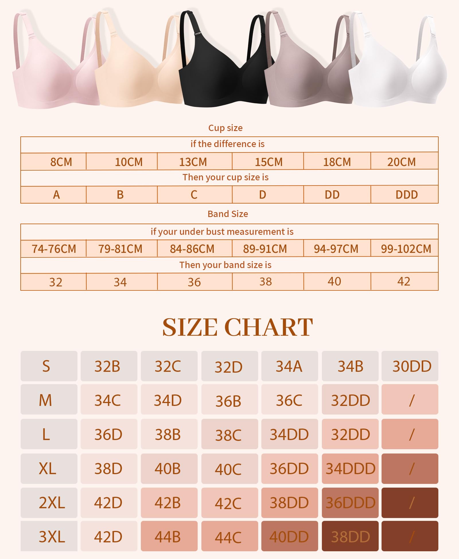 DOCUMO Wireless Push Up Bras for Women - No Underwire Seamless Support Bralette with Lift, Comfortable V Neck Design + Free Bra Extender - Perfect for Everyday Wear, Yoga & Lounge