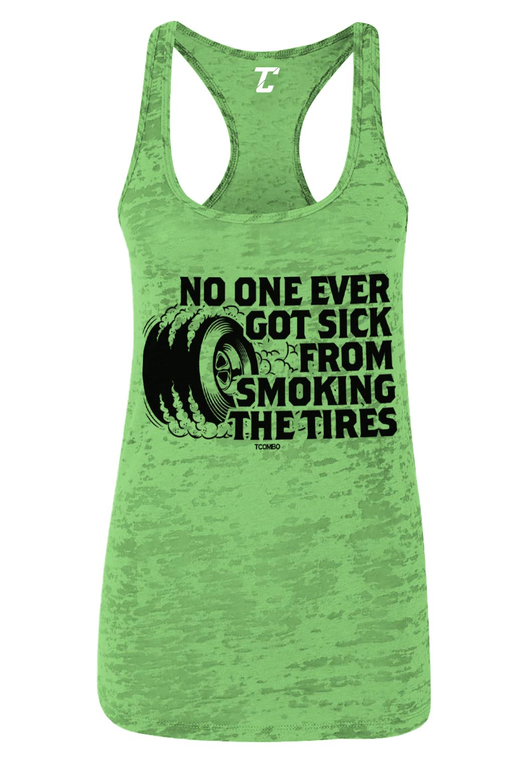 Women's Racerback Tank Top - Comfortable Athletic Workout Shirt for Running & Gym | Funny Smoking The Tires Graphic Tee | Perfect for Fitness, Casual Wear & Sports Enthusiasts