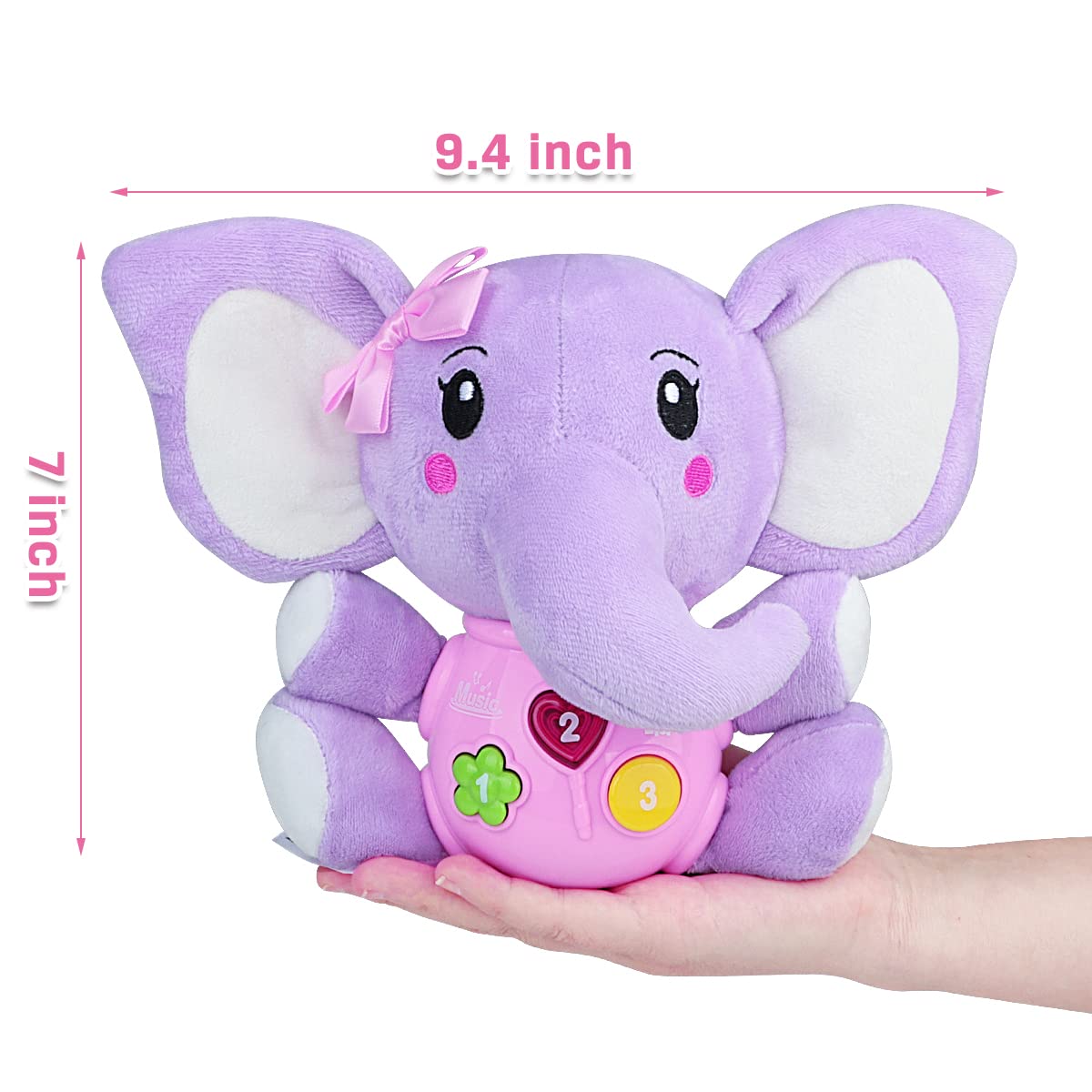 Aiduy Musical Plush Elephant Toy for Babies 6-12 Months - Light Up Gift for Newborns & Infants - Perfect for Playtime & Nursery Decor