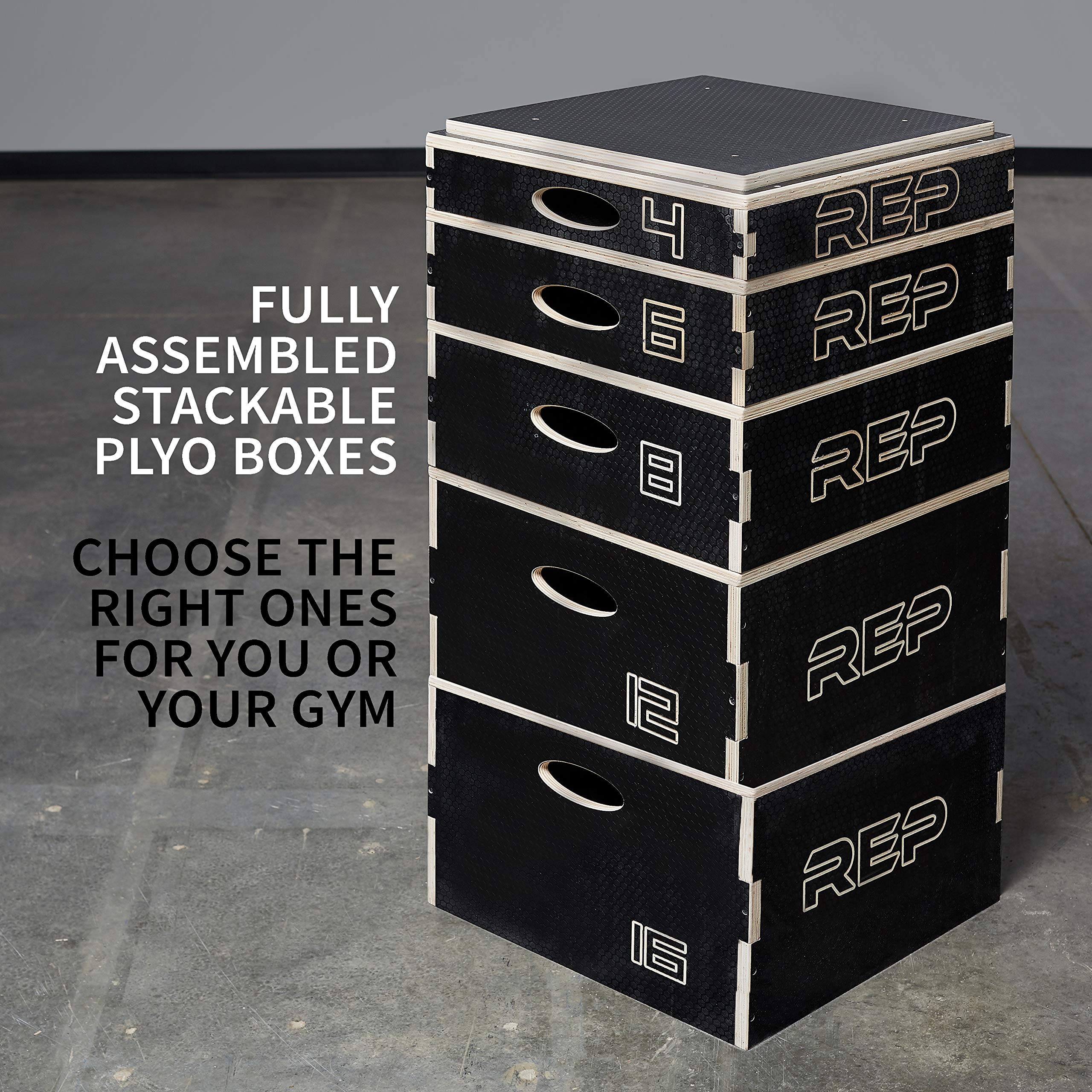 REP Fitness Stackable Wood Plyometric Box for Jump Training, CrossFit, and Home Gym Workouts - 4/6/8/12 Inch Plyo Box Sizes, Fully Assembled - Perfect for HIIT, Cardio, and Strength Training Exercises
