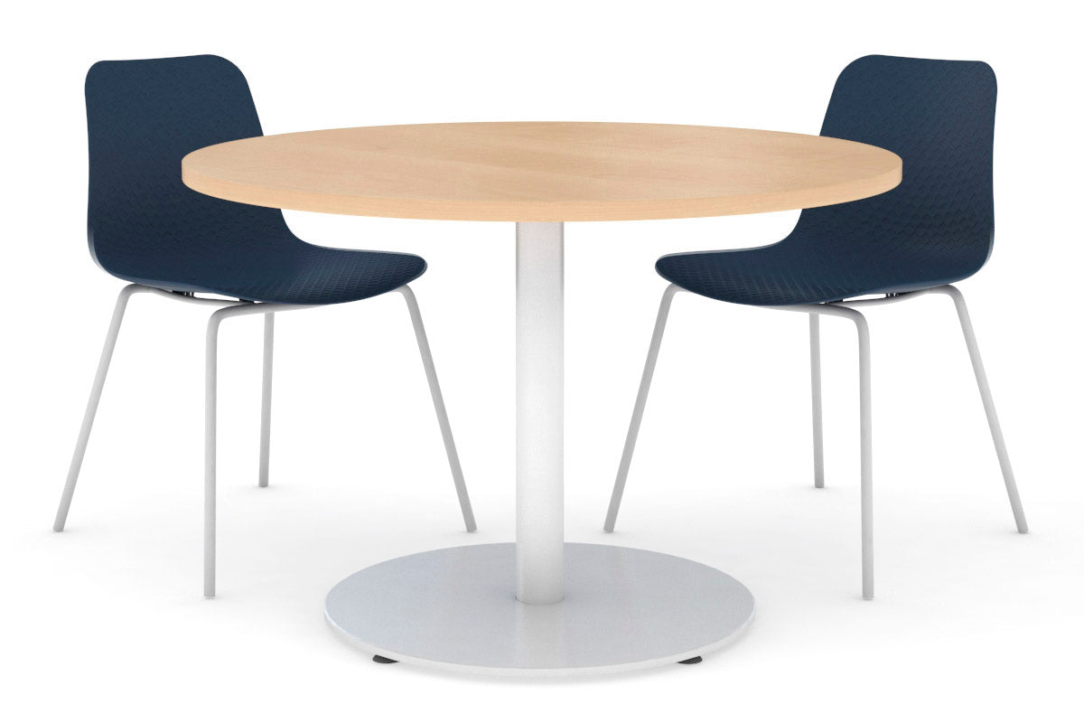 Sapphire Disc Base Cafe Table - 31.5 Inch Round Glass Top Outdoor Bistro Table for Patio, Garden, and Restaurant Use