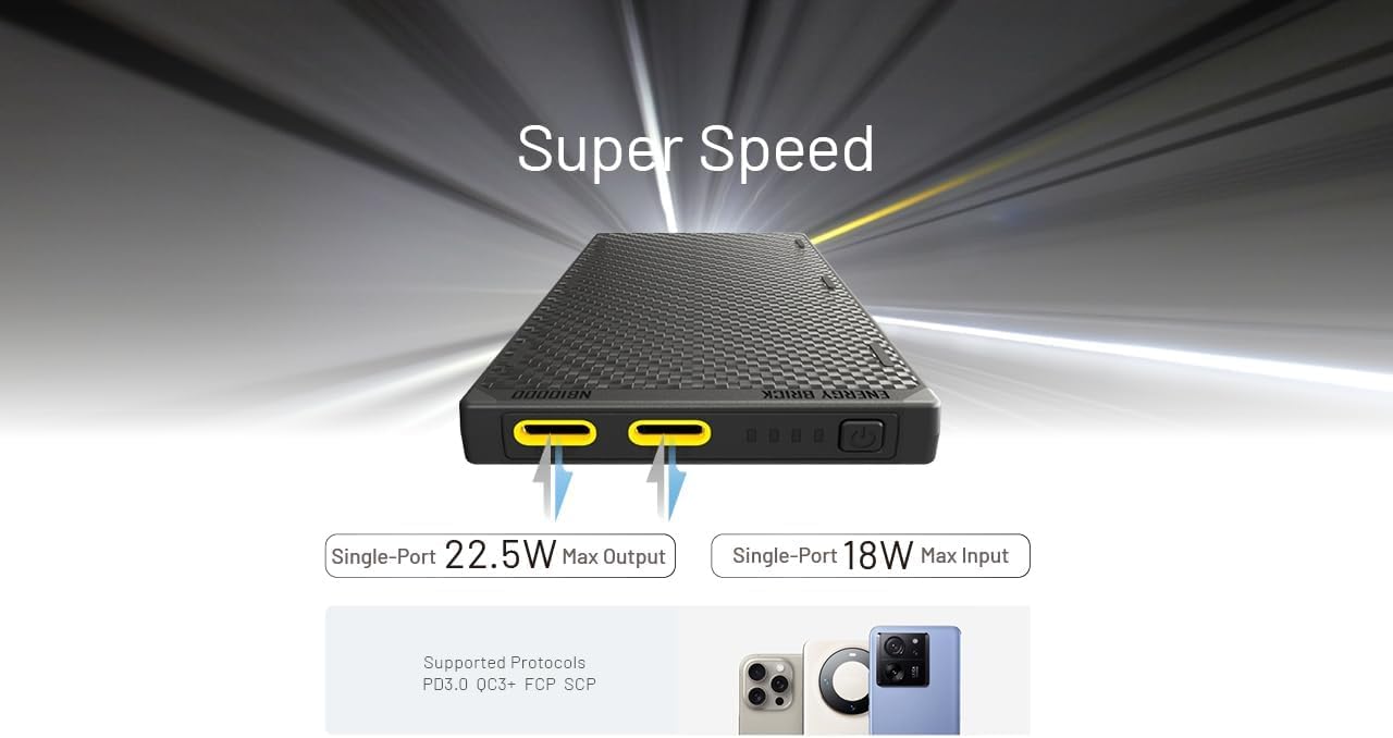 Nitecore NB10000 Gen 3 Ultra-Slim 10000mAh Power Bank with QC Quick Charge & Dual USB-C Ports - Perfect for Travel, Camping, and Emergency Charging