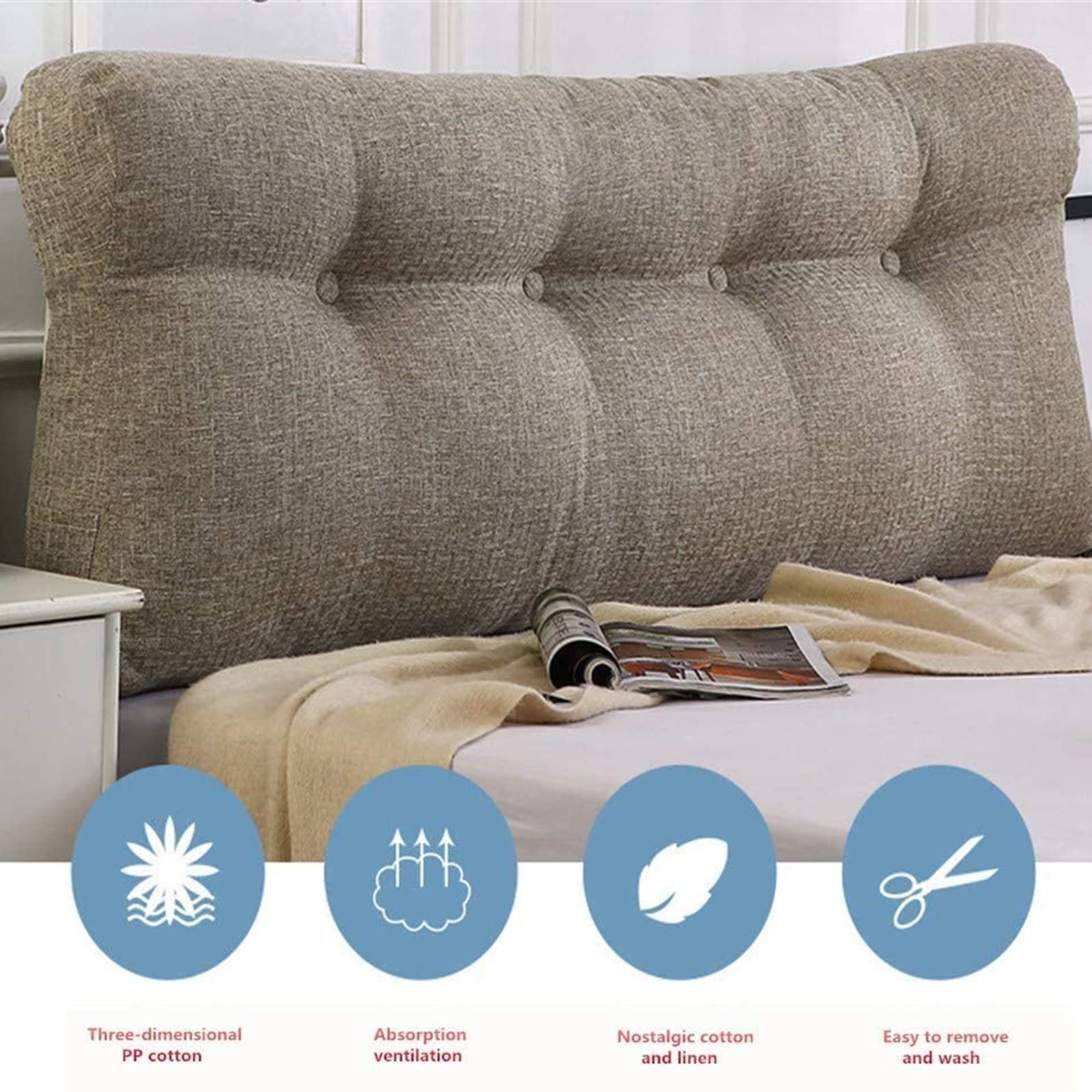 **RXBFD Detachable Wedge Cushion for Back Support - Reading Pillow for Sofa, Bed & Floor - Soft Lumbar Support Pillow with Headrest (Red, 150x50x15cm) - Perfect for Reading, Watching TV & Relaxing**