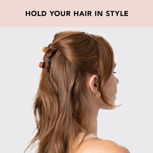 Eco-Friendly Kitsch Recycled Plastic Mini Hair Clips for Women - 6-Pack Tortoise & Black Claw Clips for Thin Hair | Perfect for Updos, Ponytails & Everyday Styling