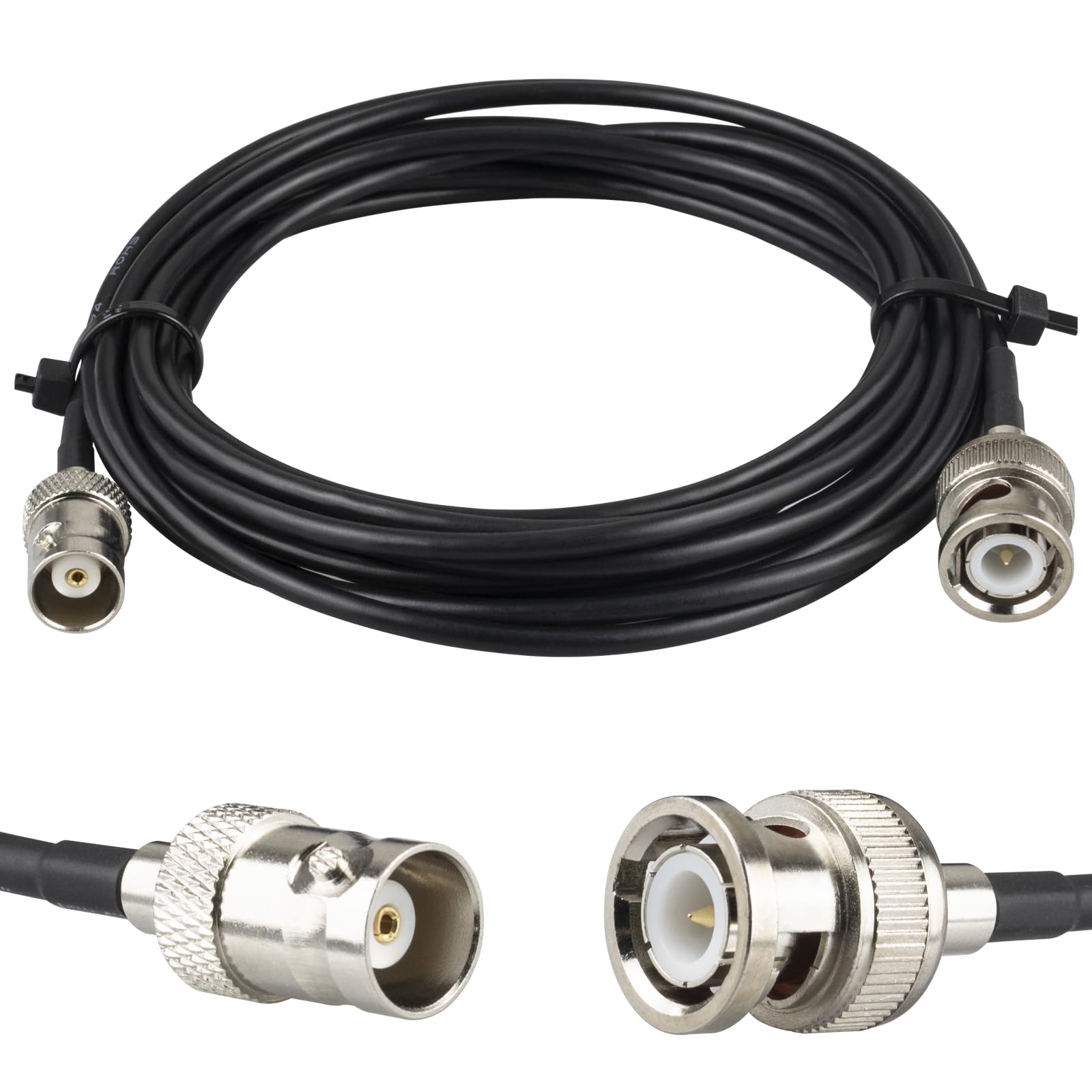 BNC Male to Female Cable 3M - 50 Ohm Coaxial Cable RG174, HD Video Extension for CCTV, Broadcast, SDI - Perfect for Security Cameras & Professional Video Setups