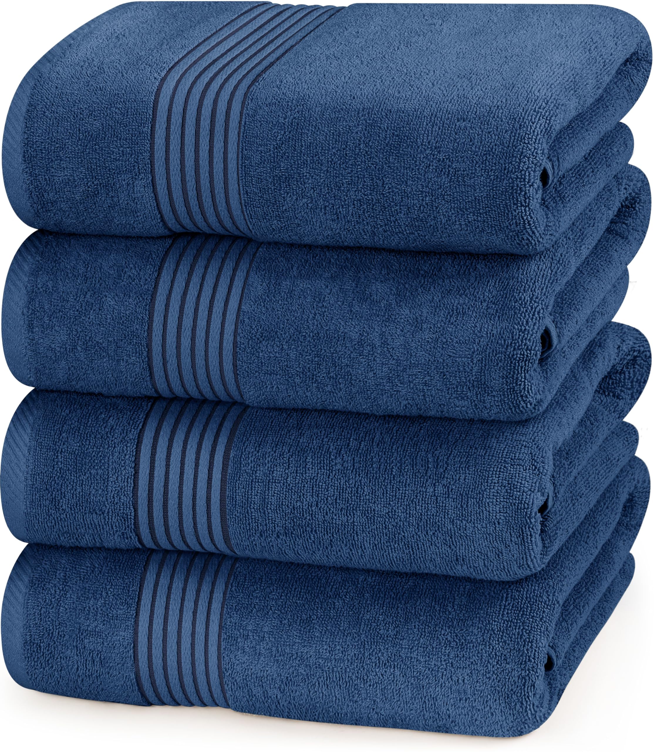 Utopia Towels 4-Pack Premium Bath Towels Set - 27x54 Inches, 100% Ring Spun Cotton, Quick Dry & Highly Absorbent, Ultra Soft for Spa, Gym, and Everyday Use (Navy Blue)